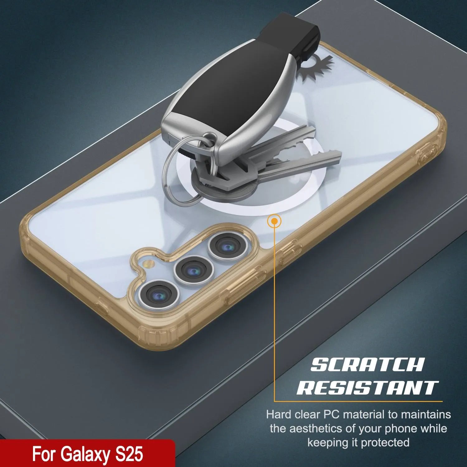 Galaxy S25 Magnetic Wireless Charging Case [Clear Acrylic Series] [Non-Slip] For Galaxy S25 [Gold]