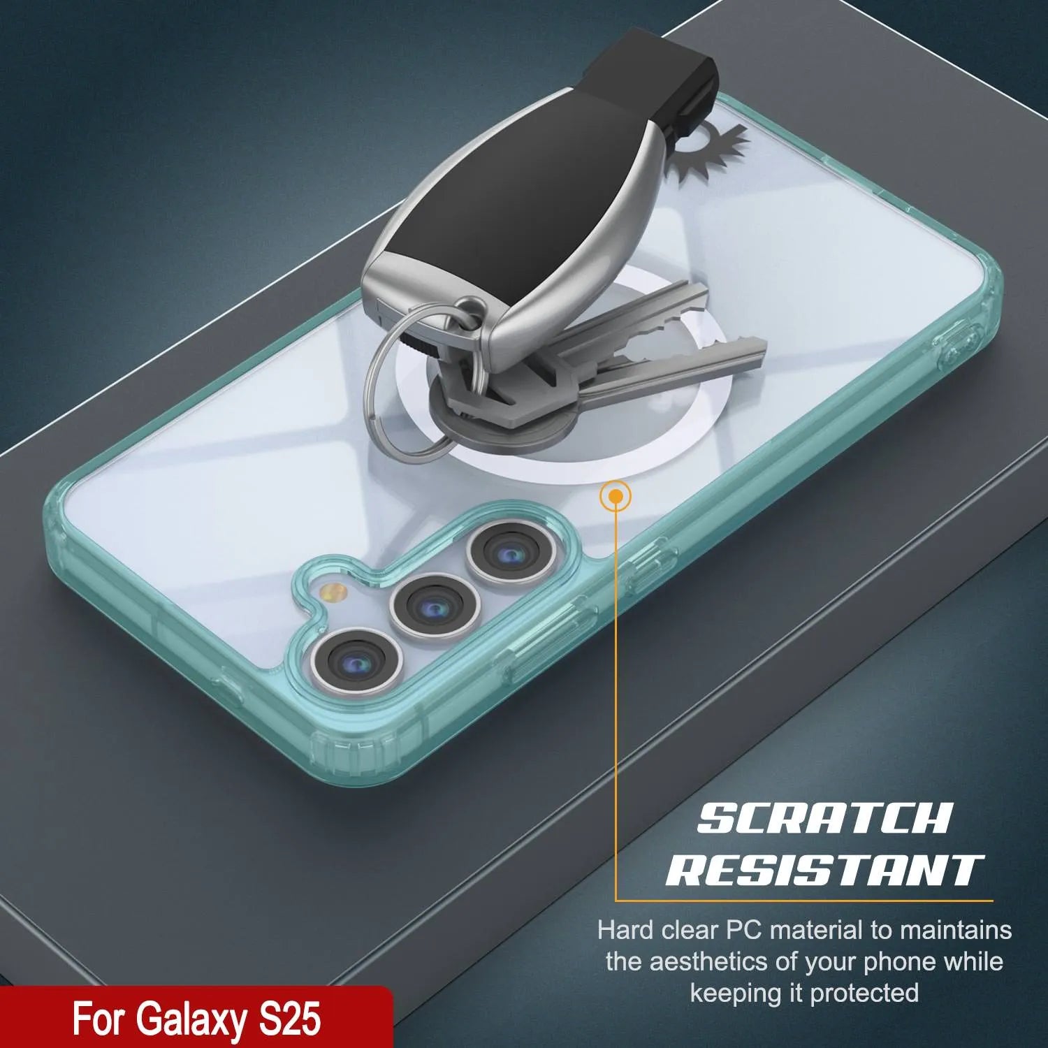 Galaxy S25 Magnetic Wireless Charging Case [Clear Acrylic Series] [Non-Slip] For Galaxy S25 [Teal]