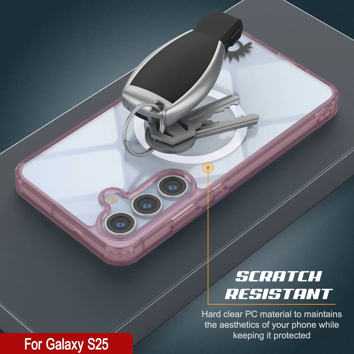 Galaxy S25 Magnetic Wireless Charging Case [Clear Acrylic Series] [Non-Slip] For Galaxy S25 [Rose]