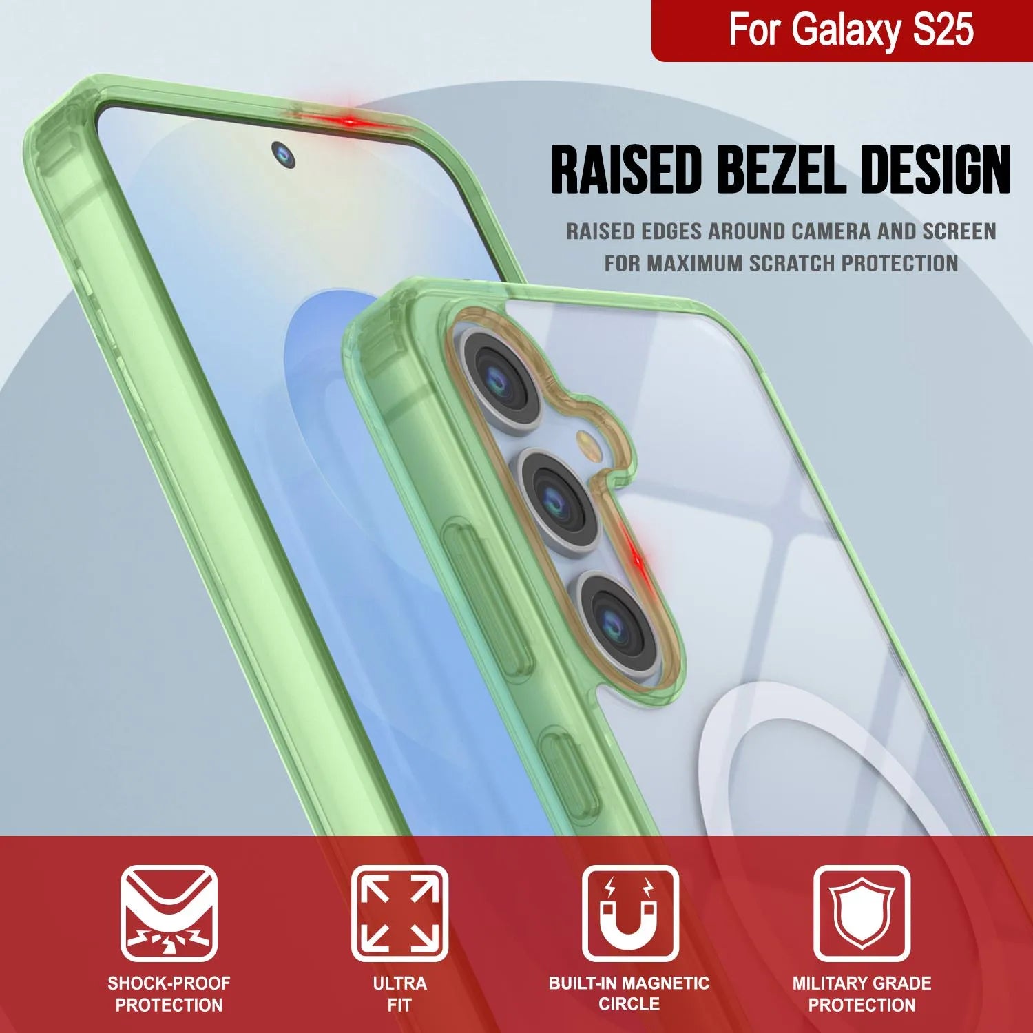 Galaxy S25 Magnetic Wireless Charging Case [Clear Acrylic Series] [Non-Slip] For Galaxy S25 [Green]