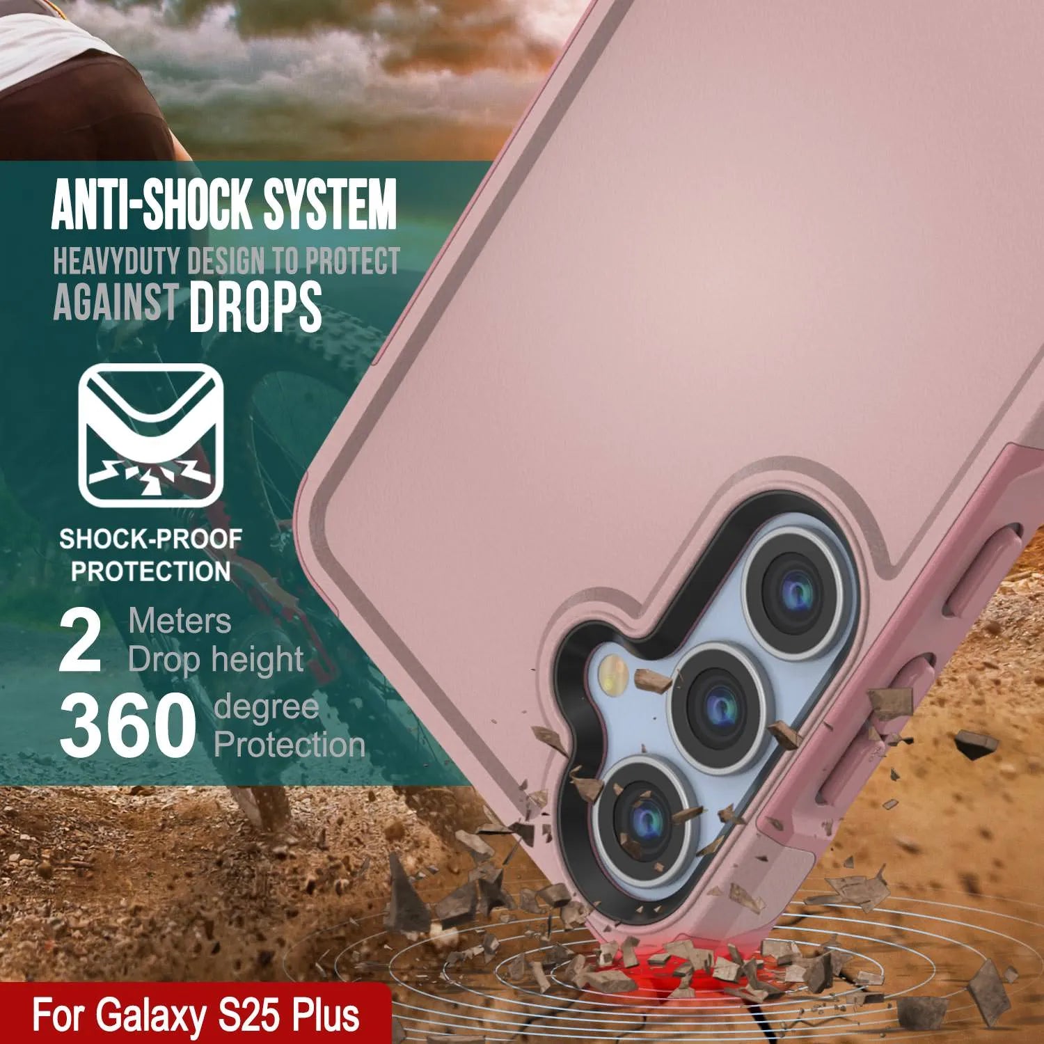 PunkCase Galaxy S25+ Plus Case, [Spartan 2.0 Series] Clear Rugged Heavy Duty Cover [Pink]