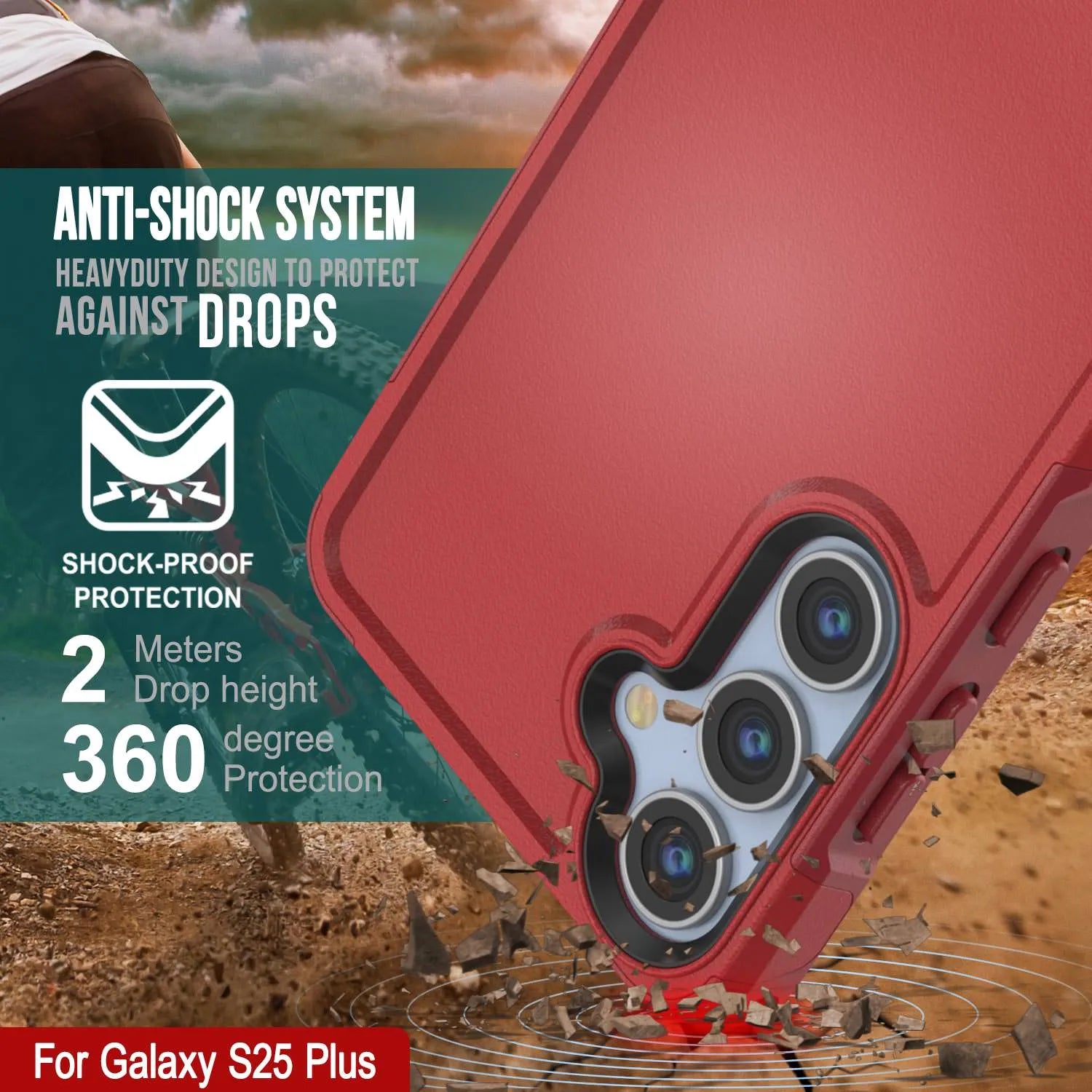 PunkCase Galaxy S25+ Plus Case, [Spartan 2.0 Series] Clear Rugged Heavy Duty Cover [Red]