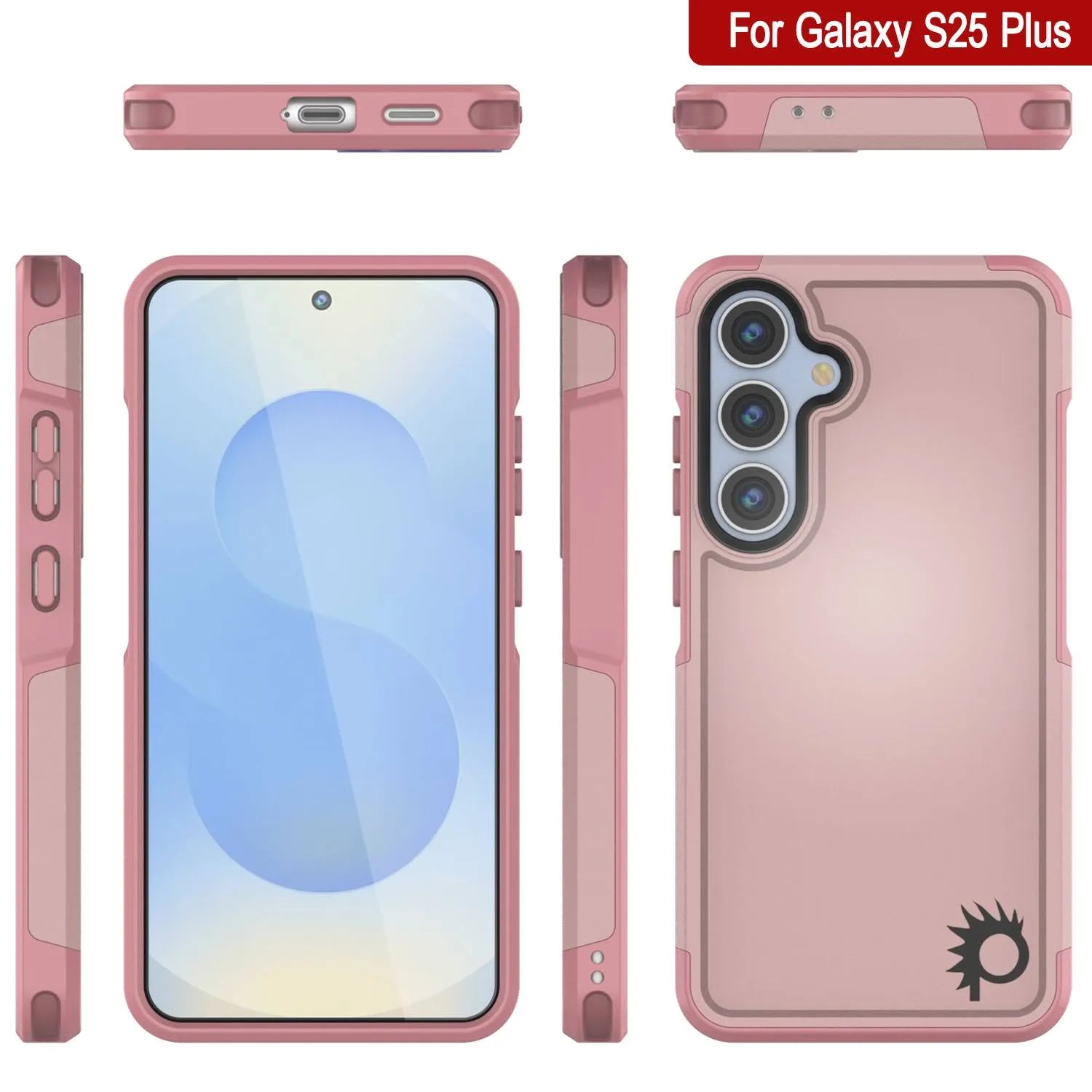 PunkCase Galaxy S25+ Plus Case, [Spartan 2.0 Series] Clear Rugged Heavy Duty Cover [Pink]