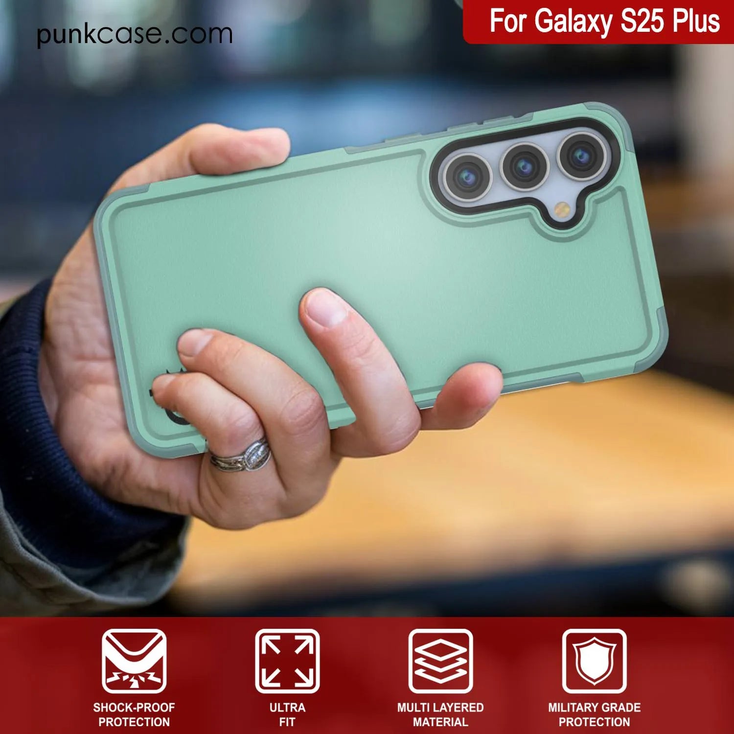 PunkCase Galaxy S25+ Plus Case, [Spartan 2.0 Series] Clear Rugged Heavy Duty Cover [Teal]