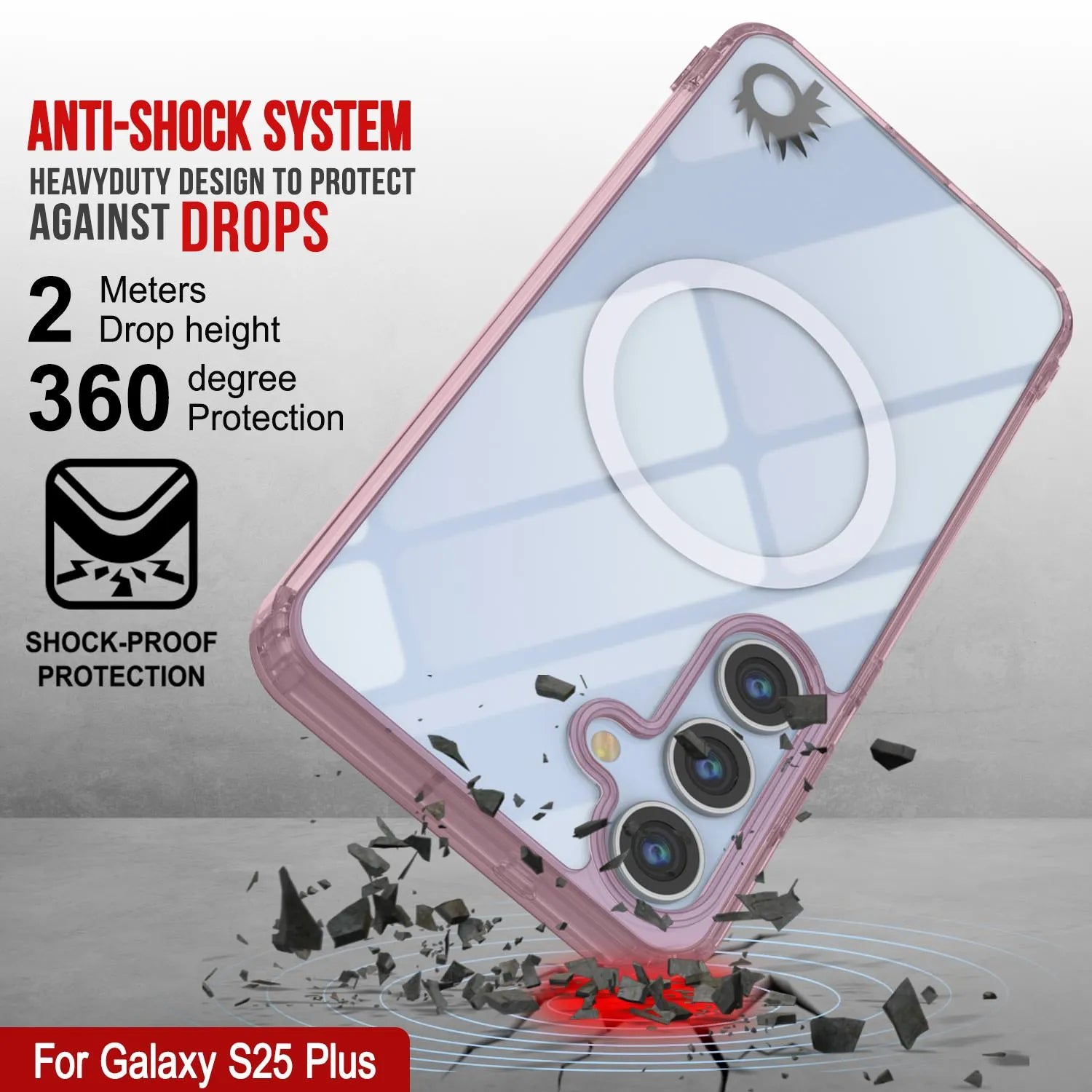 Galaxy S25 Plus Magnetic Wireless Charging Case [Clear Acrylic Series] [Non-Slip] For Galaxy S25 Plus [Rose]