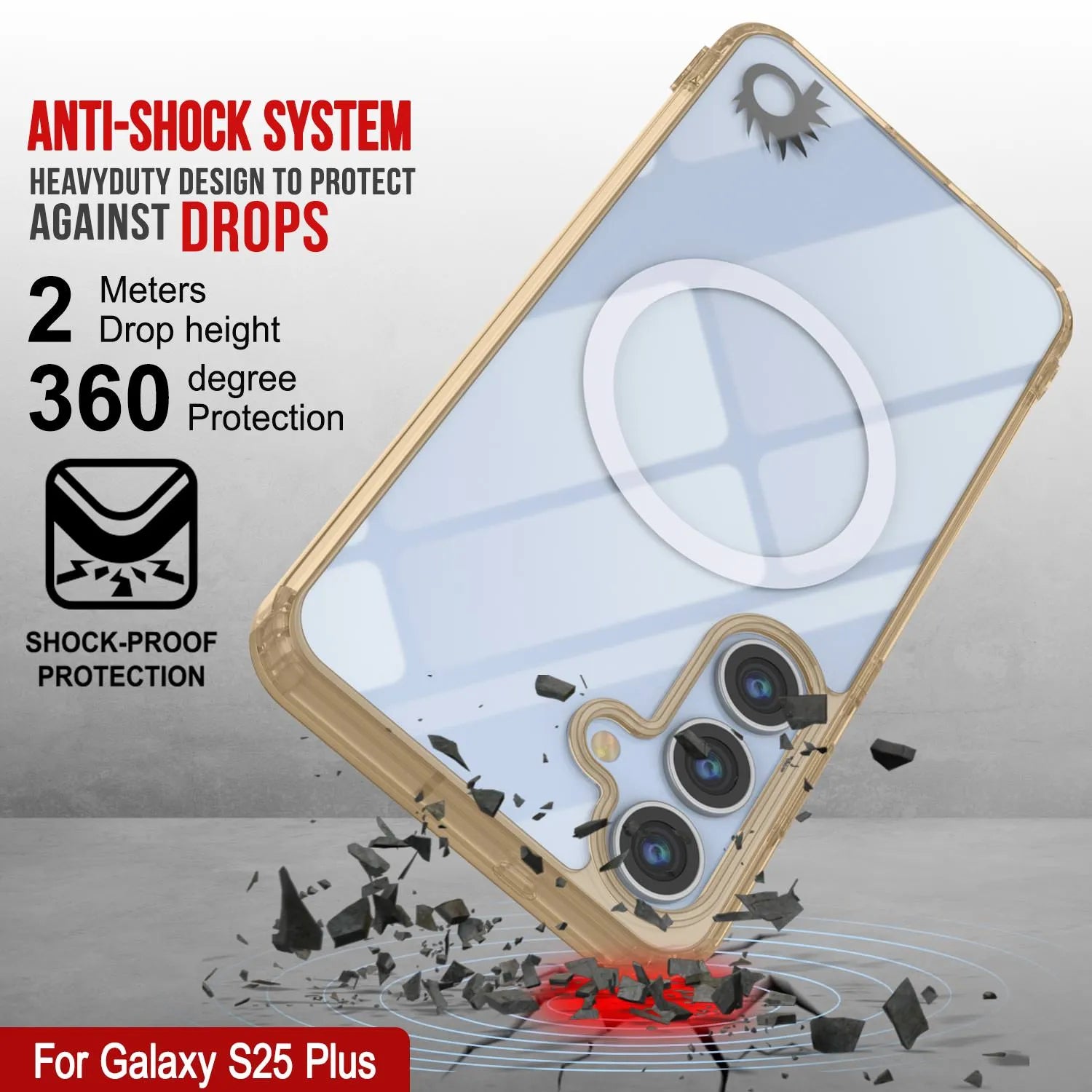 Galaxy S25 Plus Magnetic Wireless Charging Case [Clear Acrylic Series] [Non-Slip] For Galaxy S25 Plus [Gold]