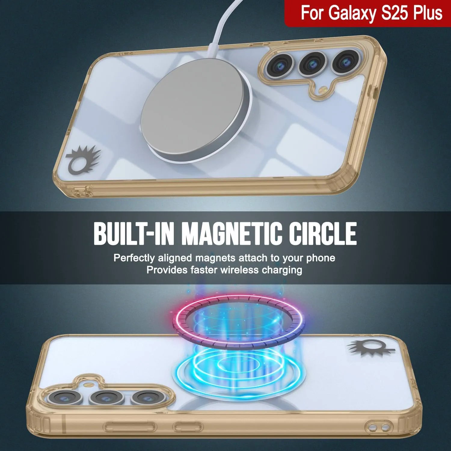 Galaxy S25 Plus Magnetic Wireless Charging Case [Clear Acrylic Series] [Non-Slip] For Galaxy S25 Plus [Gold]