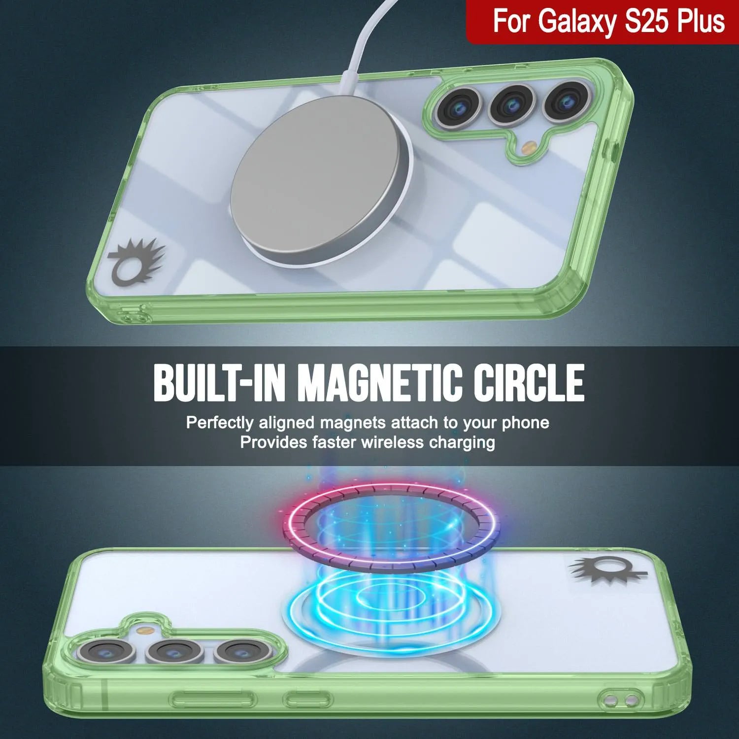 Galaxy S25 Plus Magnetic Wireless Charging Case [Clear Acrylic Series] [Non-Slip] For Galaxy S25 Plus [Green]