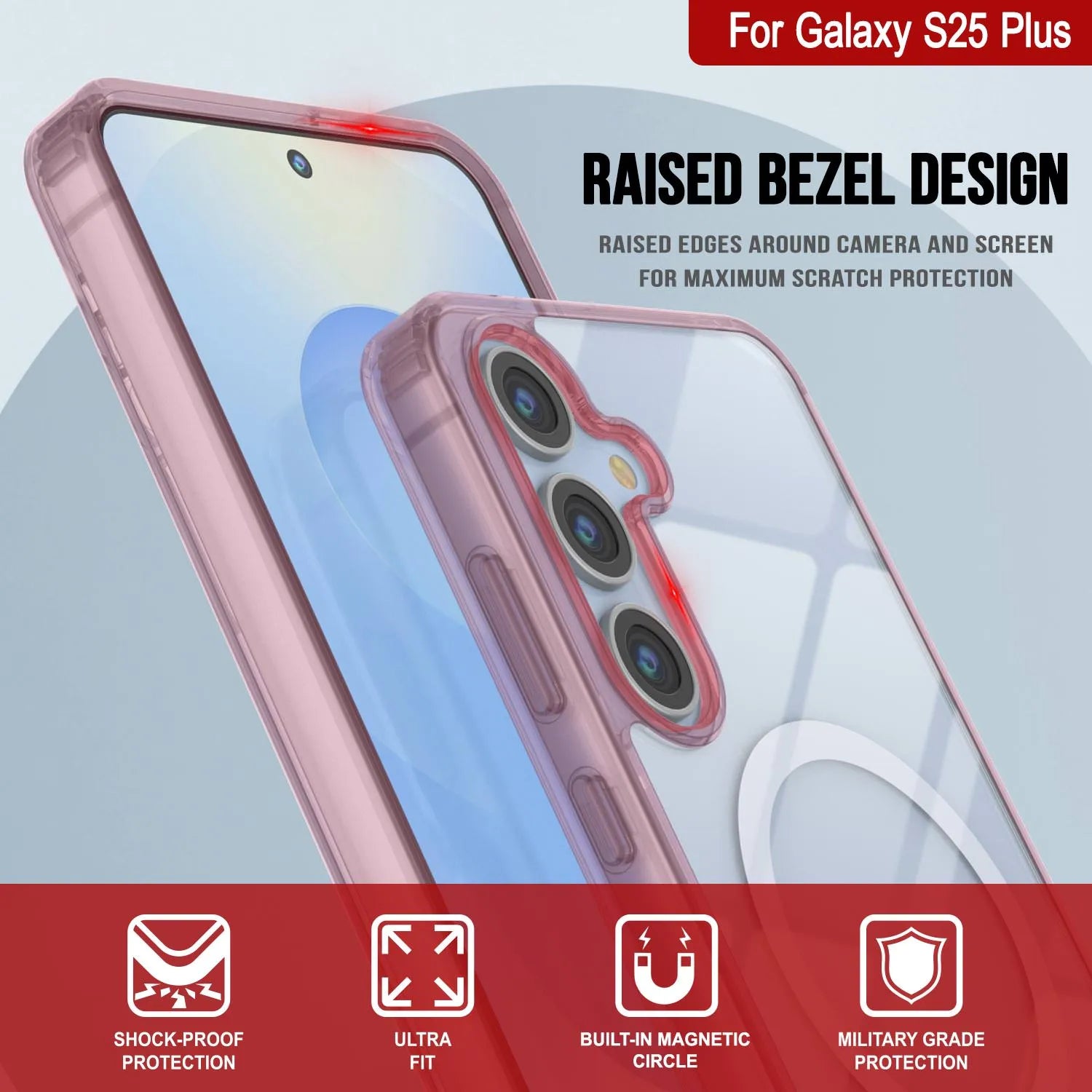 Galaxy S25 Plus Magnetic Wireless Charging Case [Clear Acrylic Series] [Non-Slip] For Galaxy S25 Plus [Rose]