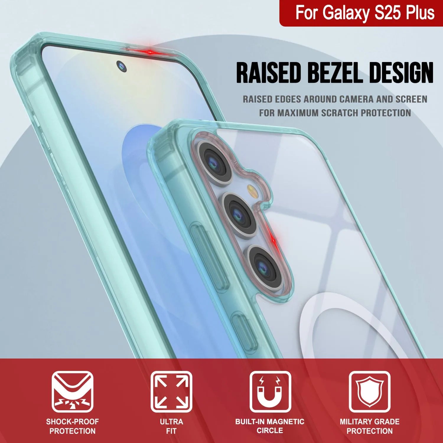 Galaxy S25 Plus Magnetic Wireless Charging Case [Clear Acrylic Series] [Non-Slip] For Galaxy S25 Plus [Teal]