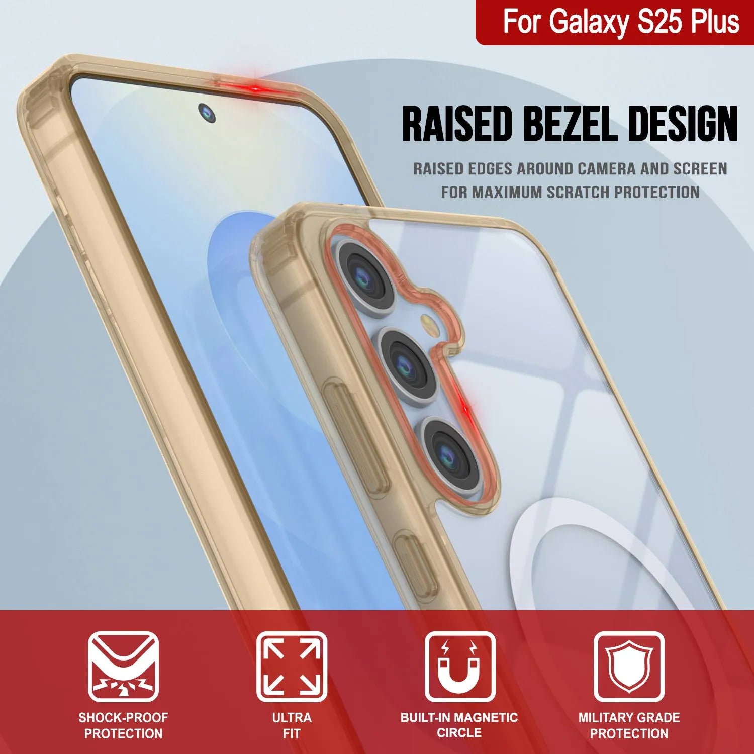 Galaxy S25 Plus Magnetic Wireless Charging Case [Clear Acrylic Series] [Non-Slip] For Galaxy S25 Plus [Gold]