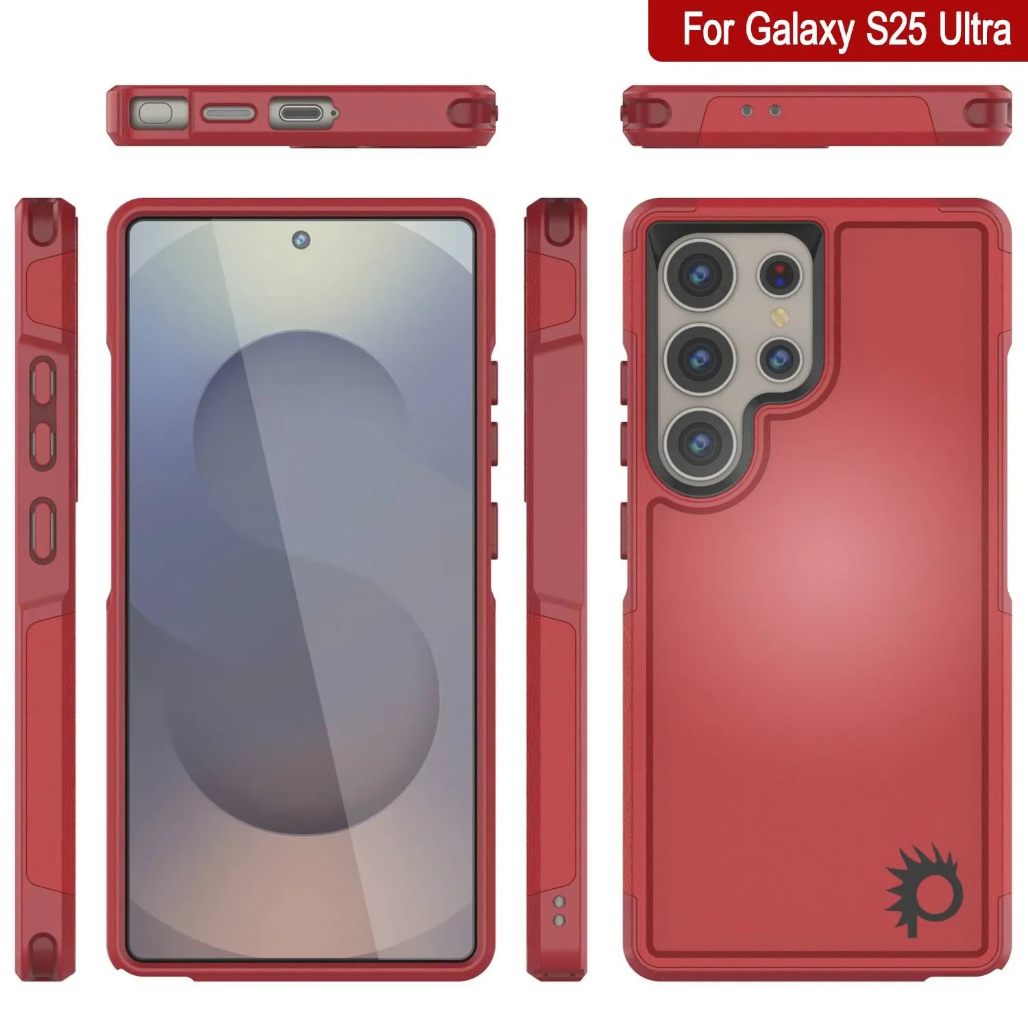 PunkCase Galaxy S25 Ultra Case, [Spartan 2.0 Series] Clear Rugged Heavy Duty Cover [Red]