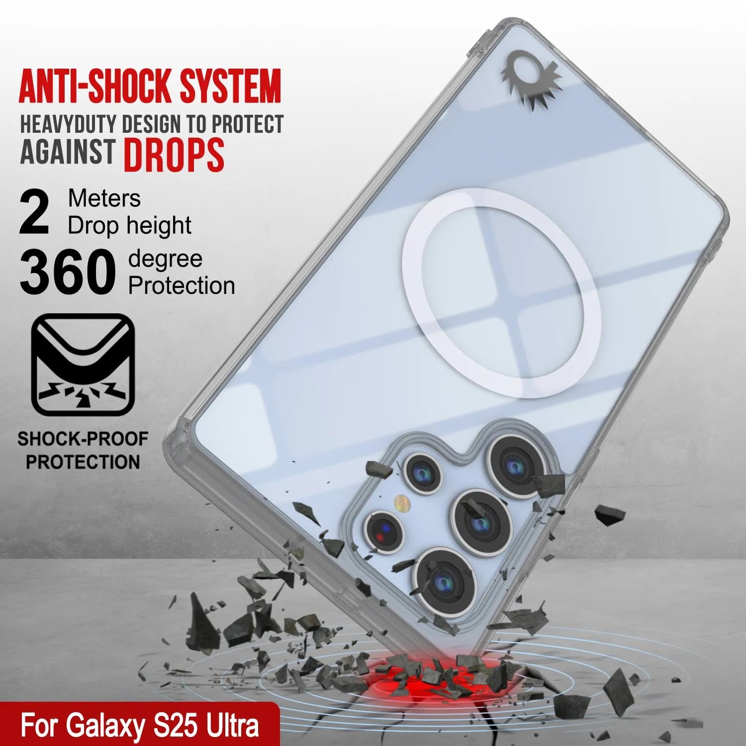 Galaxy S25 Ultra Magnetic Wireless Charging Case [Clear Acrylic Series] [Non-Slip] For Galaxy S25 Ultra [Silver]