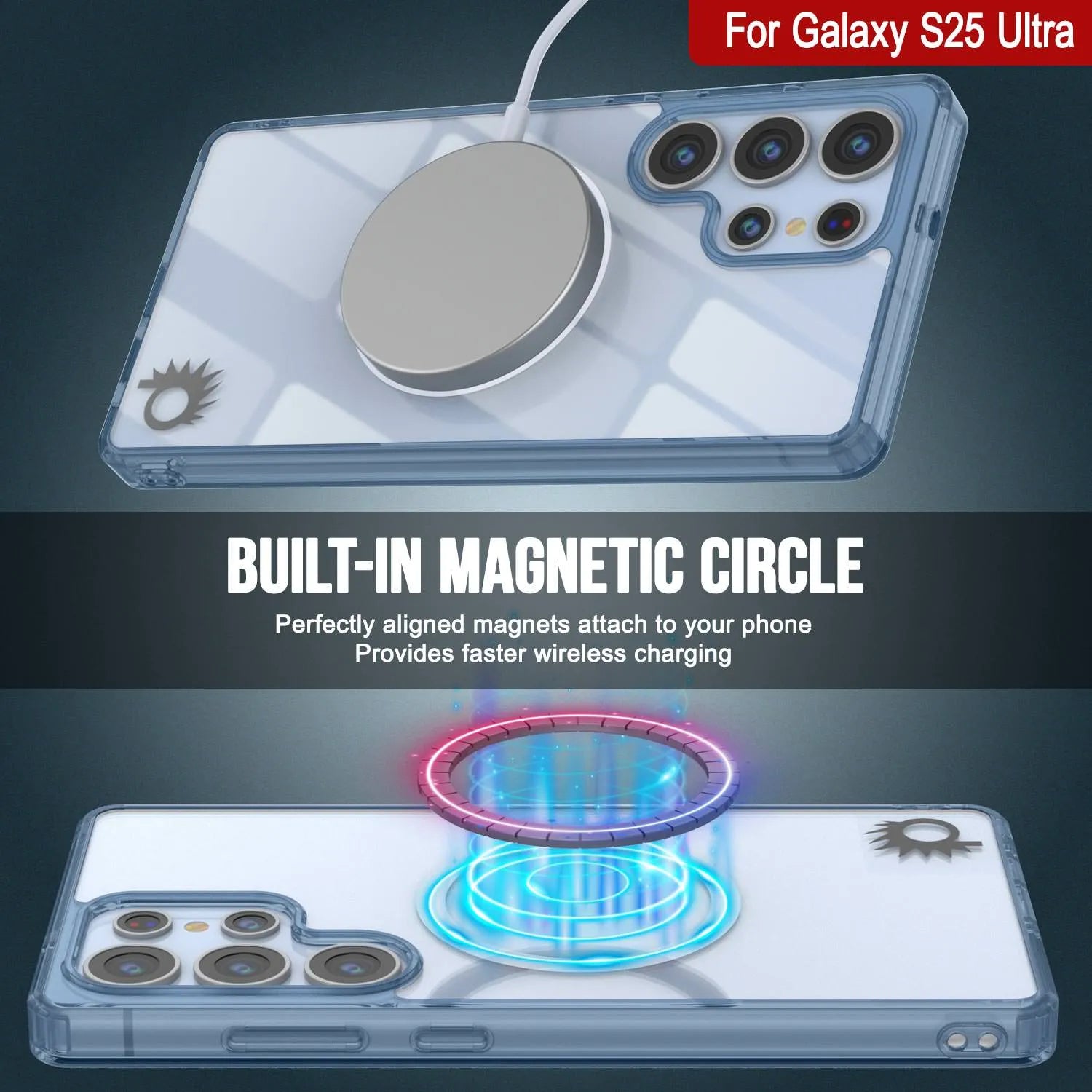 Galaxy S25 Ultra Magnetic Wireless Charging Case [Clear Acrylic Series] [Non-Slip] For Galaxy S25 Ultra [Navy]