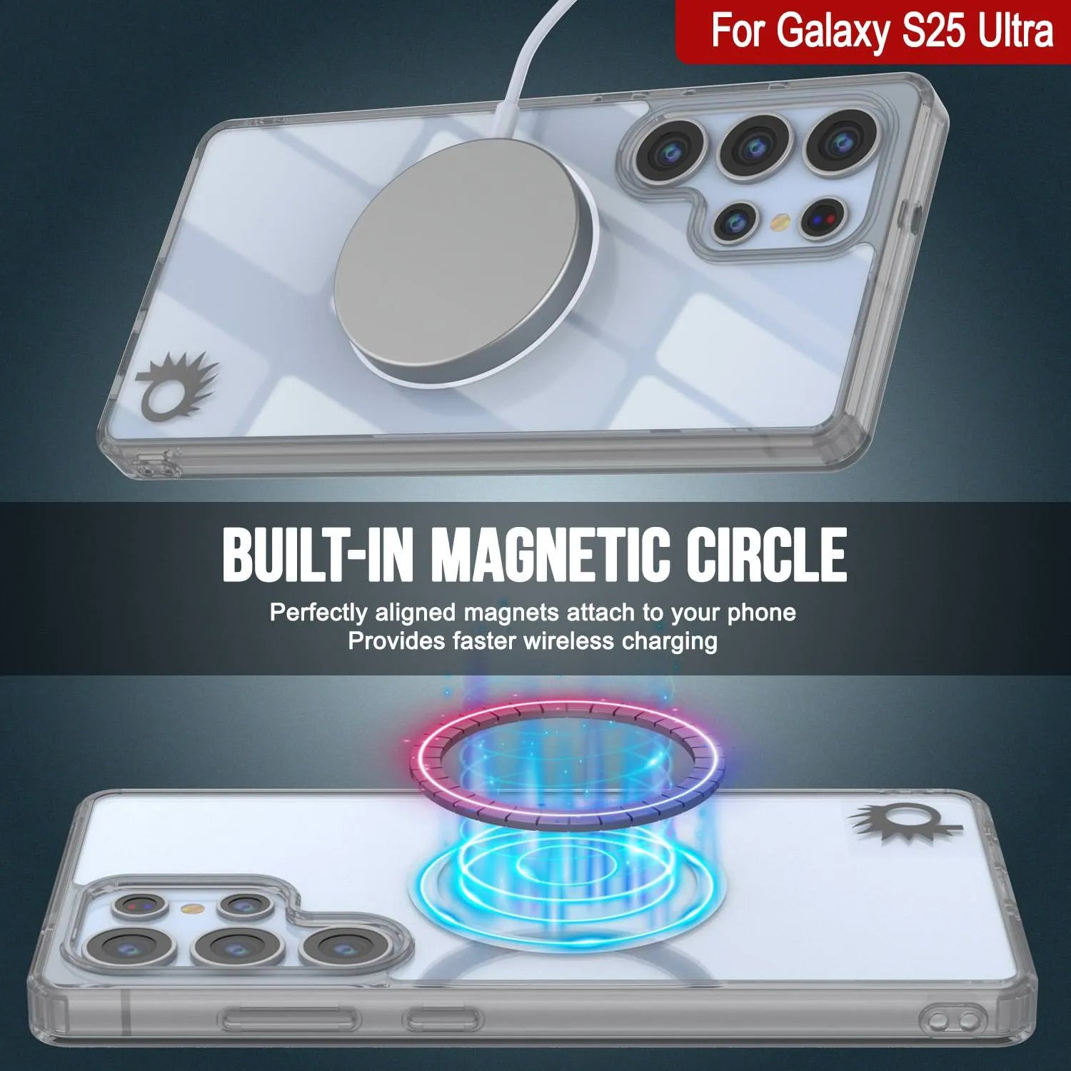 Galaxy S25 Ultra Magnetic Wireless Charging Case [Clear Acrylic Series] [Non-Slip] For Galaxy S25 Ultra [Silver]