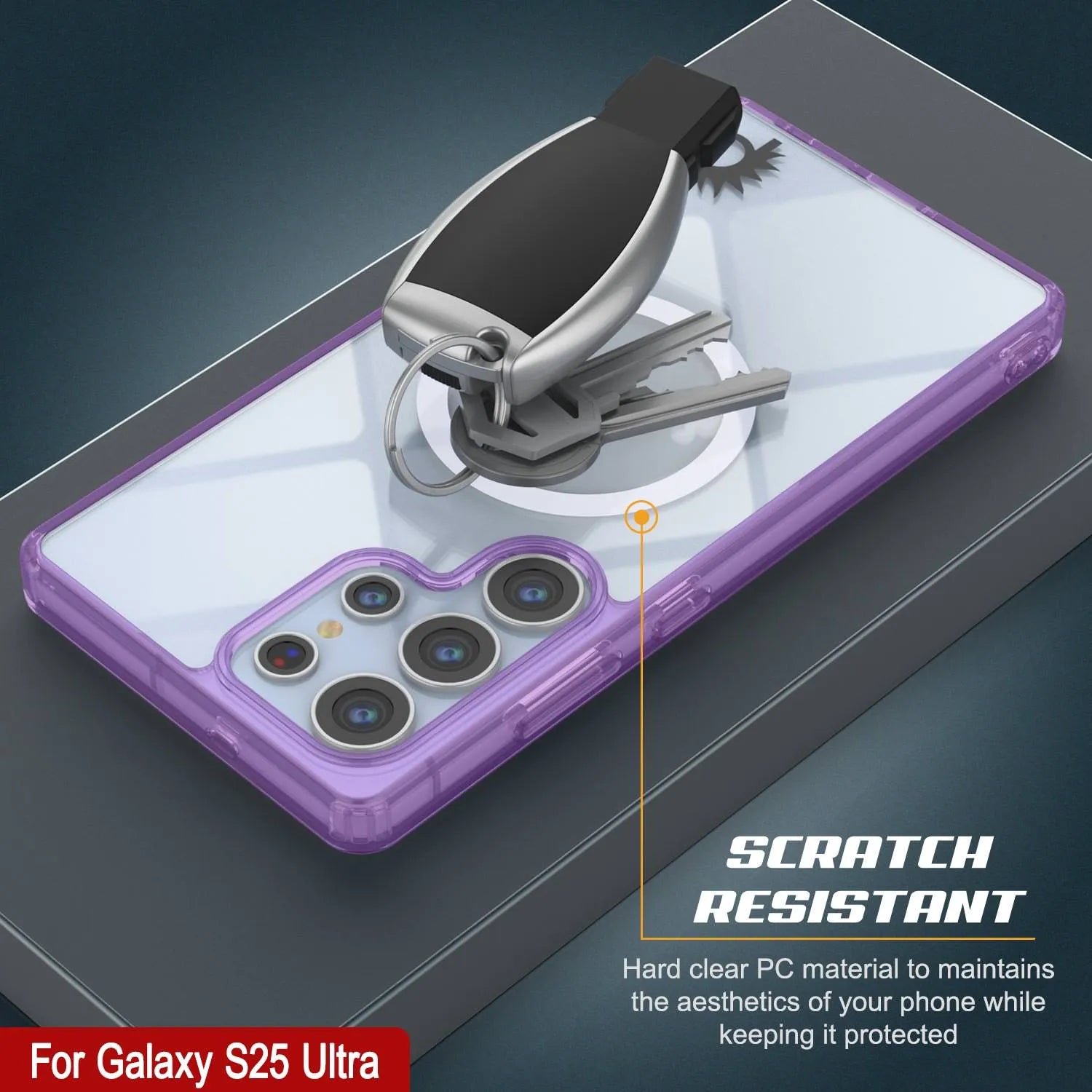 Galaxy S25 Ultra Magnetic Wireless Charging Case [Clear Acrylic Series] [Non-Slip] For Galaxy S25 Ultra [Purple]