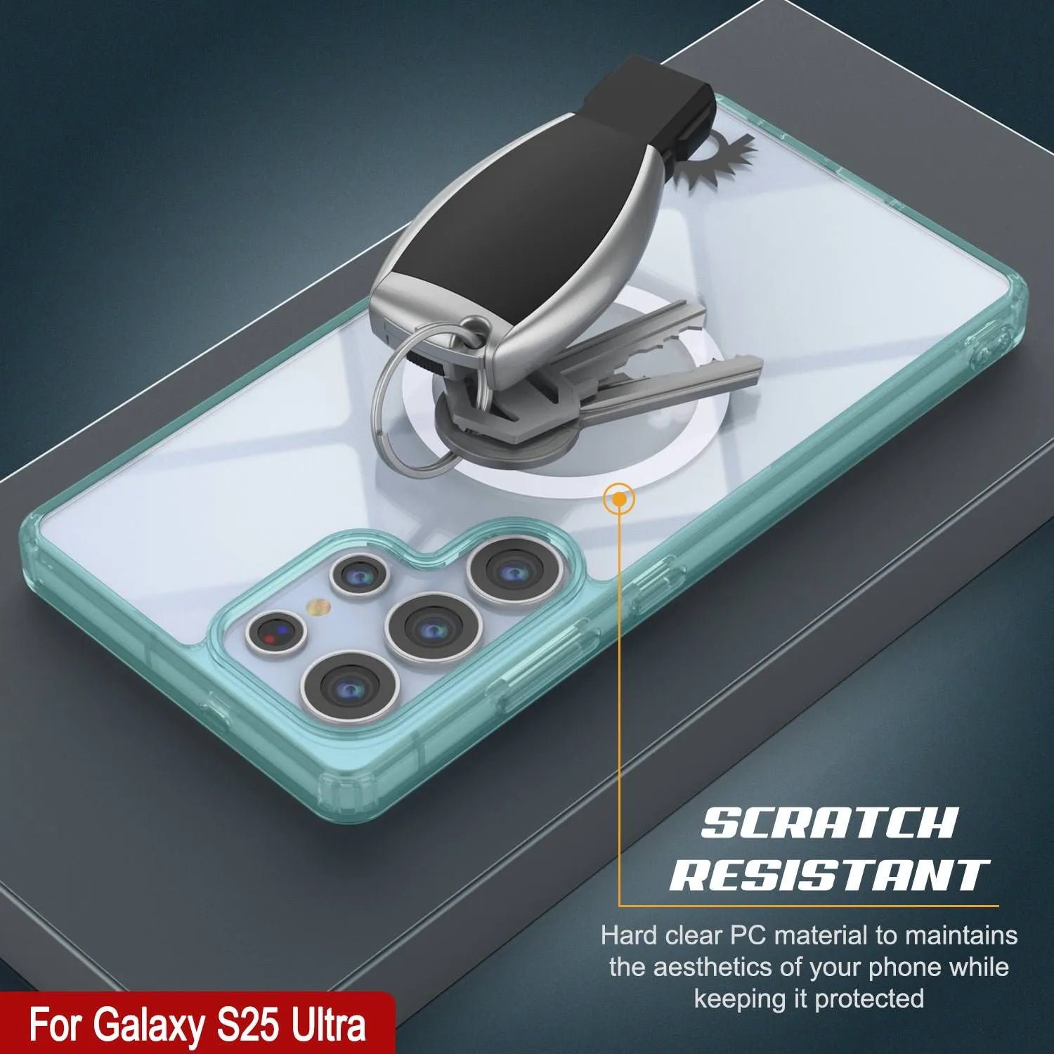 Galaxy S25 Ultra Magnetic Wireless Charging Case [Clear Acrylic Series] [Non-Slip] For Galaxy S25 Ultra [Teal]