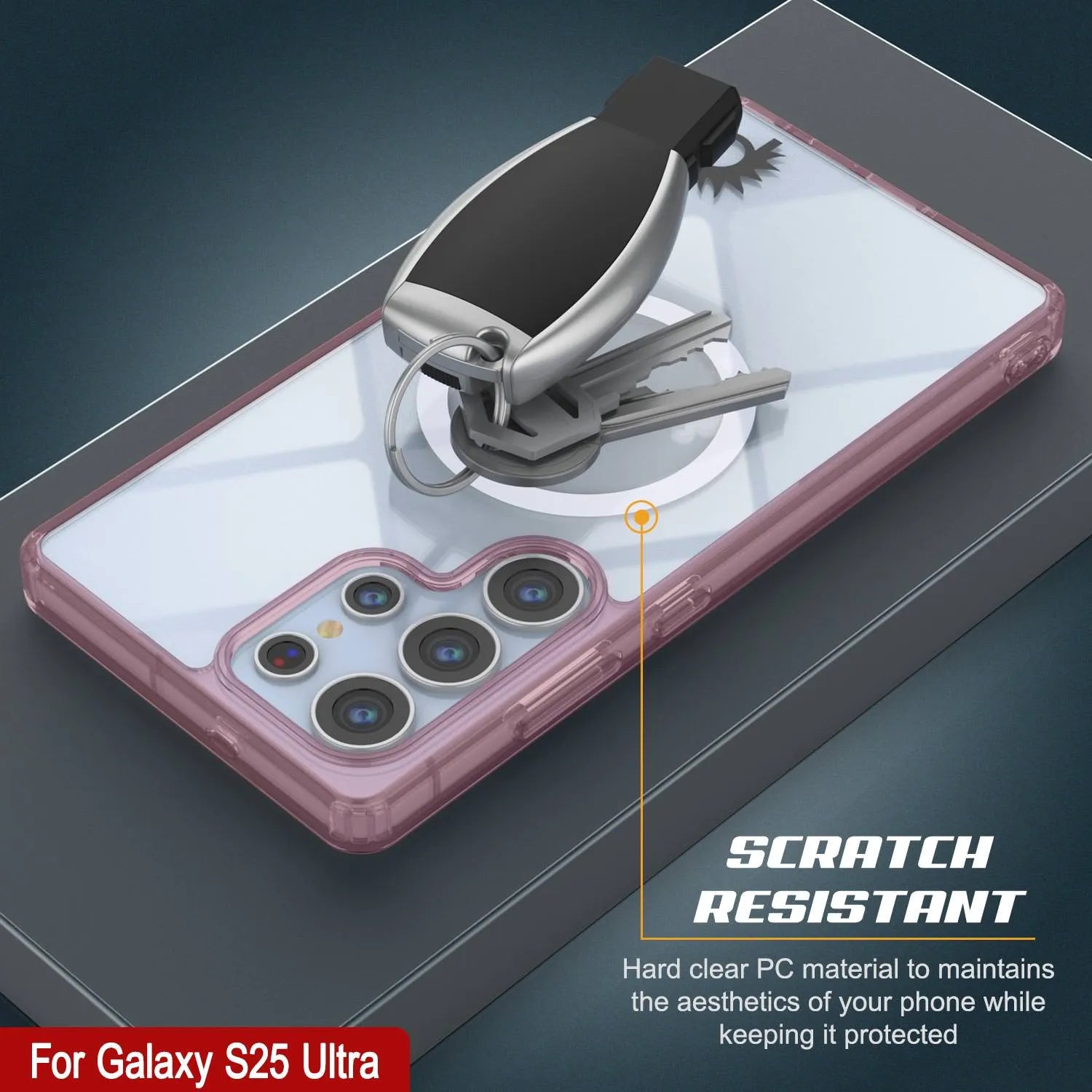 Galaxy S25 Ultra Magnetic Wireless Charging Case [Clear Acrylic Series] [Non-Slip] For Galaxy S25 Ultra [Rose]