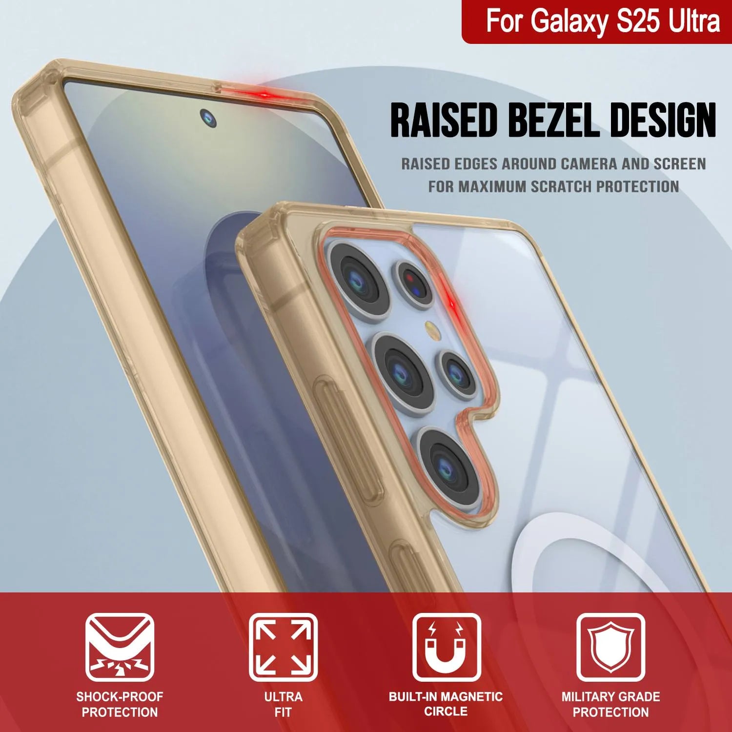 Galaxy S25 Ultra Magnetic Wireless Charging Case [Clear Acrylic Series] [Non-Slip] For Galaxy S25 Ultra [Gold]