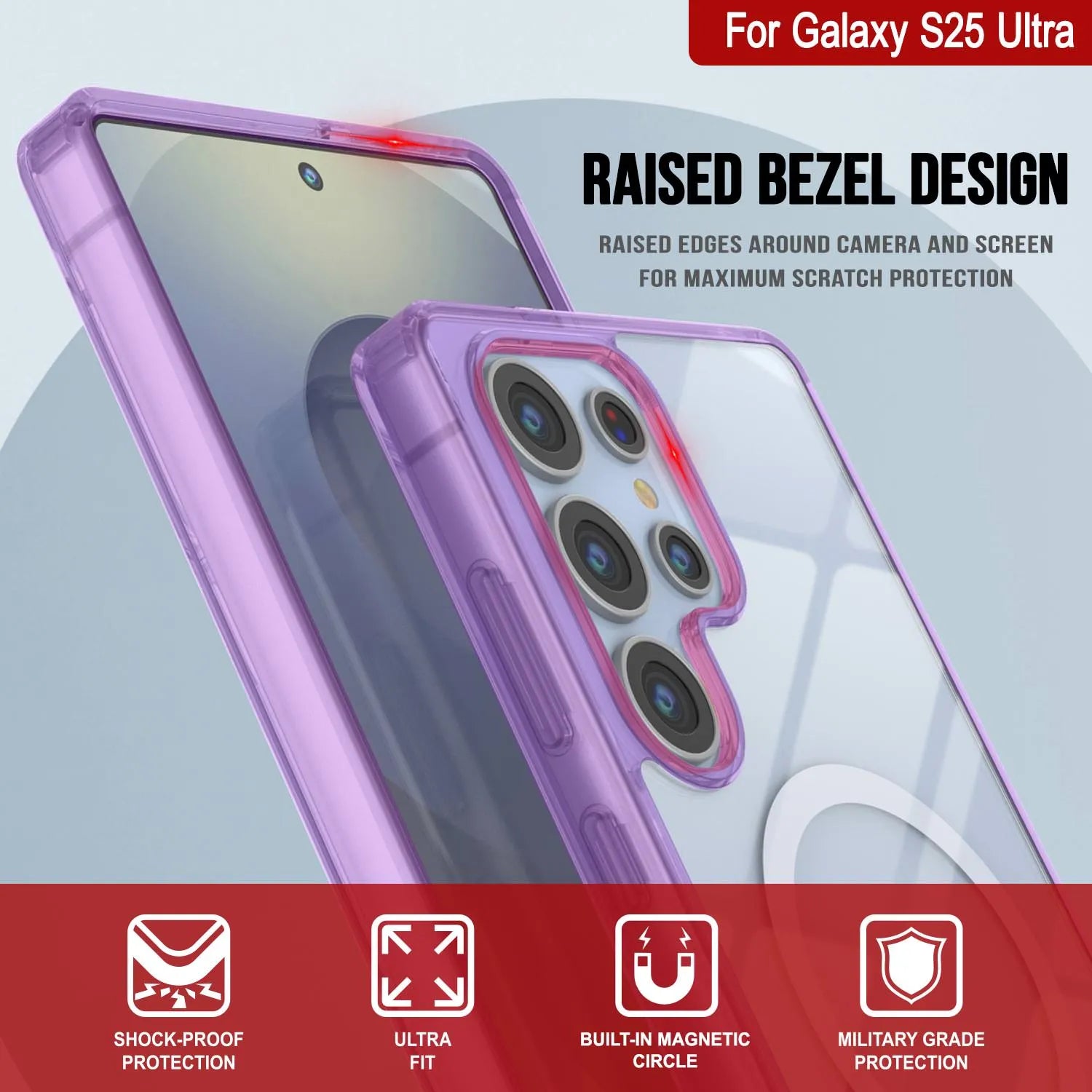 Galaxy S25 Ultra Magnetic Wireless Charging Case [Clear Acrylic Series] [Non-Slip] For Galaxy S25 Ultra [Purple]