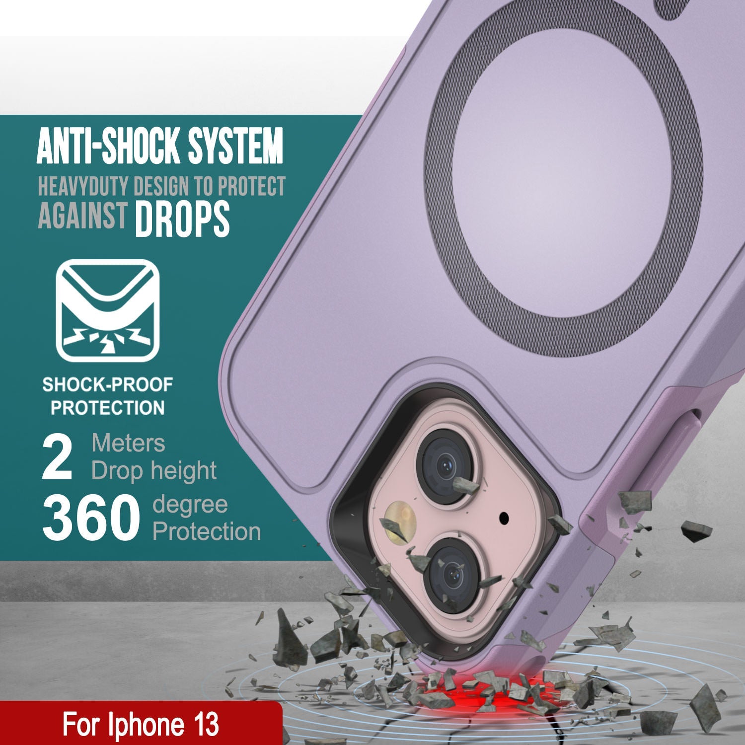 PunkCase iPhone 13 Case, [Spartan X Series] Rugged Heavy Duty Cover W/Kickstand+MagRing [lilac]