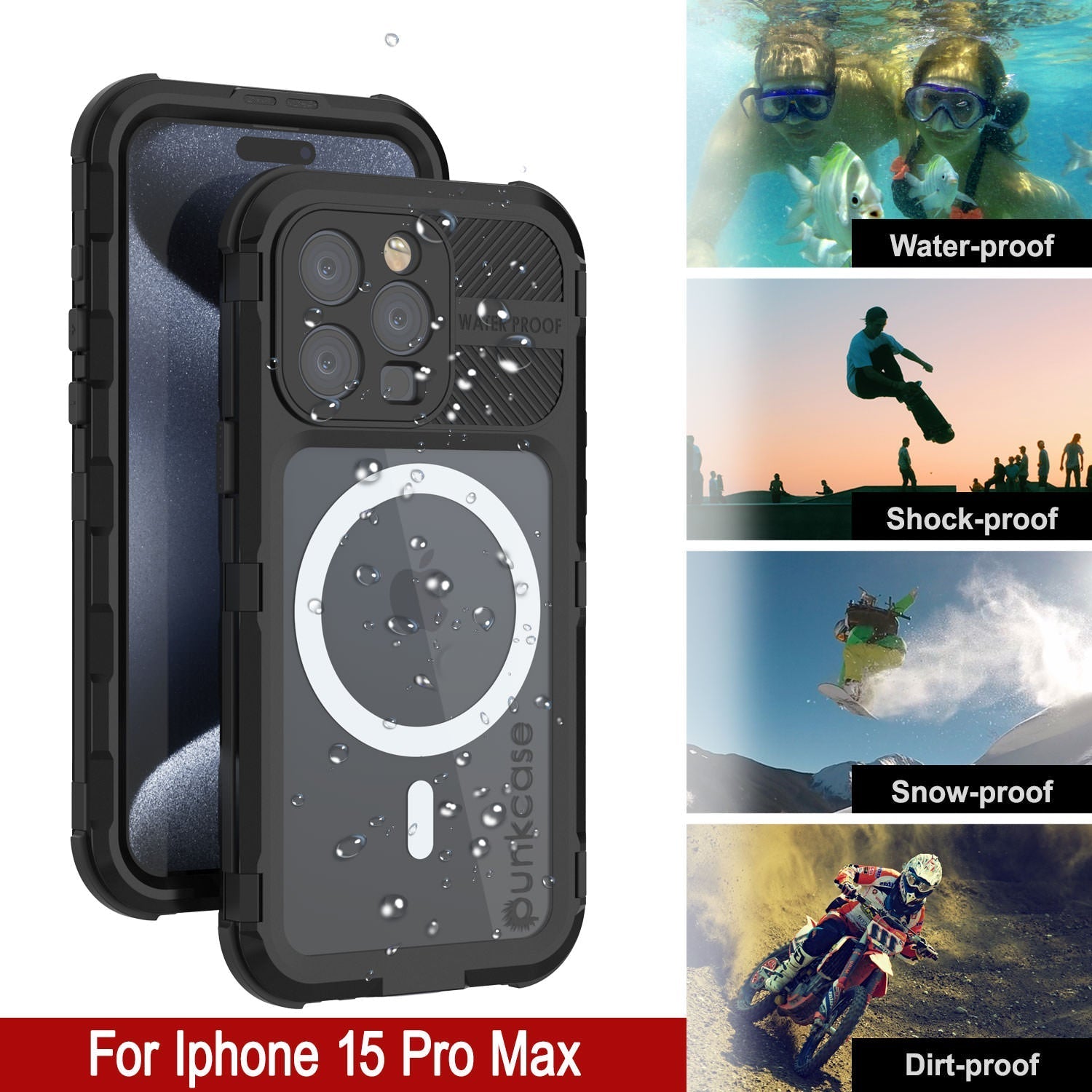 iPhone 16 Pro Max Metal Extreme 2.0 Series Aluminum Waterproof Case IP68 W/Buillt in Screen Protector [Black]