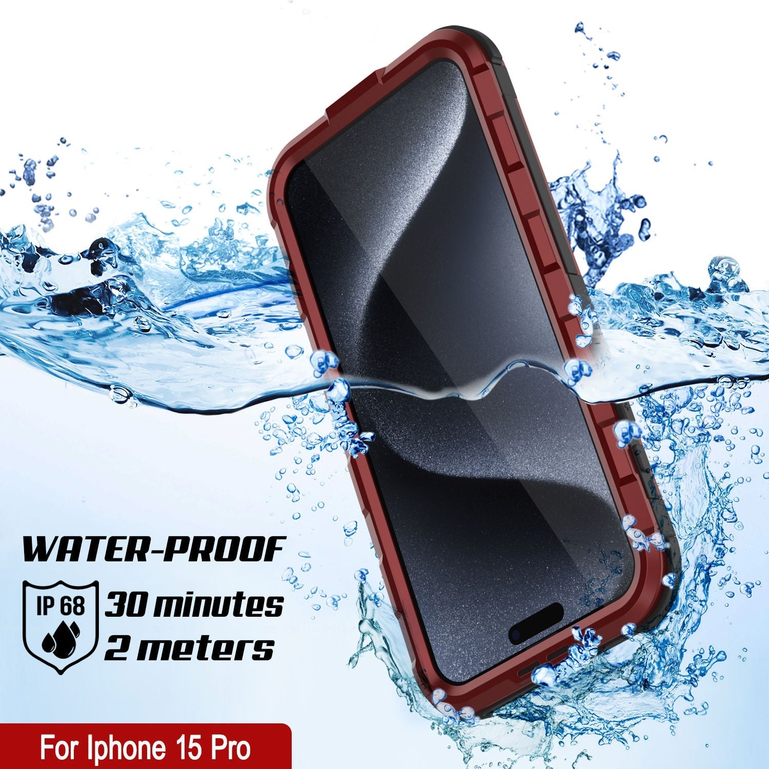 iPhone 16 Pro Metal Extreme 2.0 Series Aluminum Waterproof Case IP68 W/Buillt in Screen Protector [Red-Black]