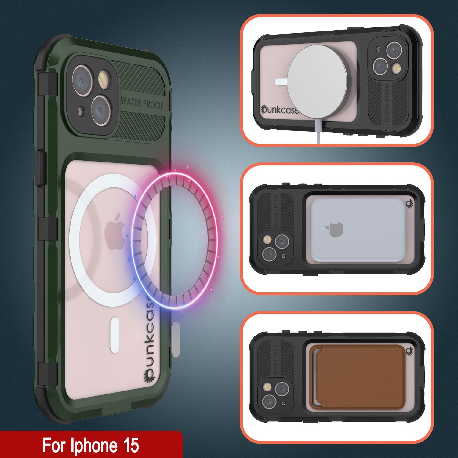 iPhone 16 Metal Extreme 2.0 Series Aluminum Waterproof Case IP68 W/Buillt in Screen Protector [Dark-Green]