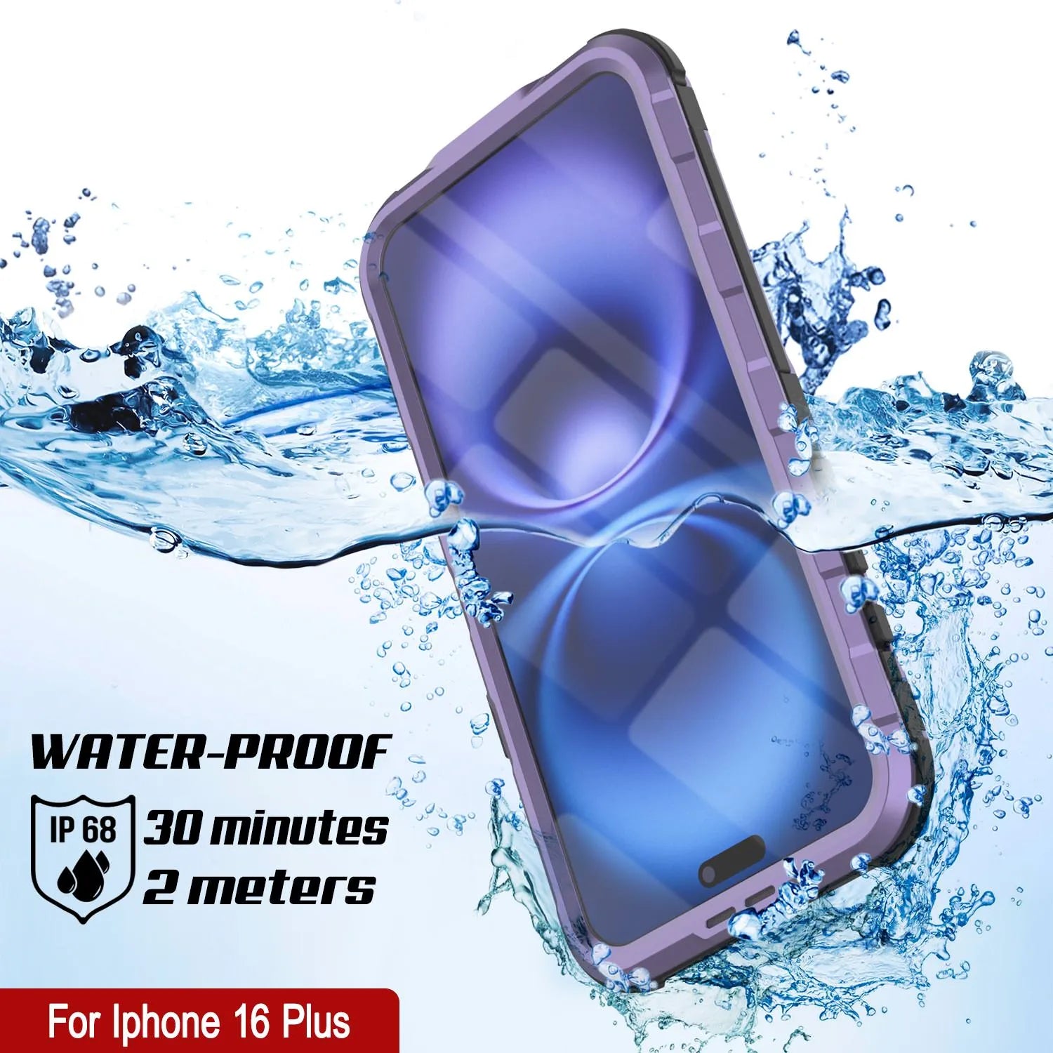 iPhone 16 Plus Metal Extreme 2.0 Series Aluminum Waterproof Case IP68 W/Buillt in Screen Protector [Purple]