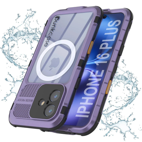 iPhone 16 Plus Metal Extreme 2.0 Series Aluminum Waterproof Case IP68 W/Buillt in Screen Protector [Purple]