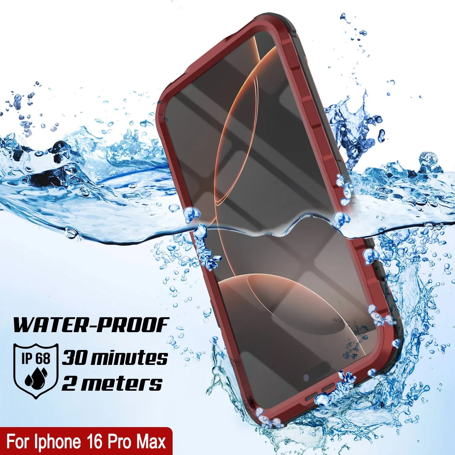 iPhone 16 Pro Max Metal Extreme 2.0 Series Aluminum Waterproof Case IP68 W/Buillt in Screen Protector [Red-Black]