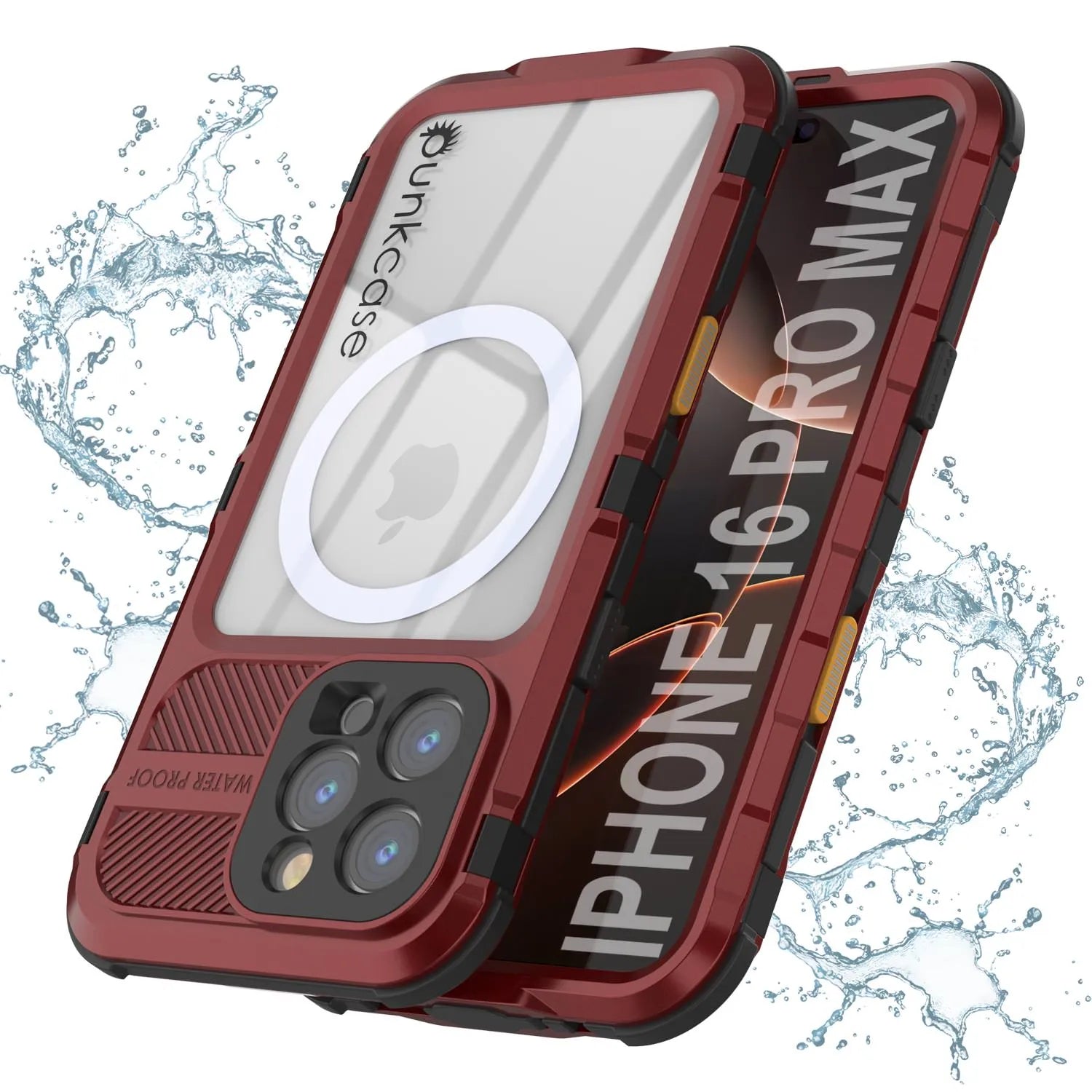 iPhone 16 Pro Max Metal Extreme 2.0 Series Aluminum Waterproof Case IP68 W/Buillt in Screen Protector [Red-Black]