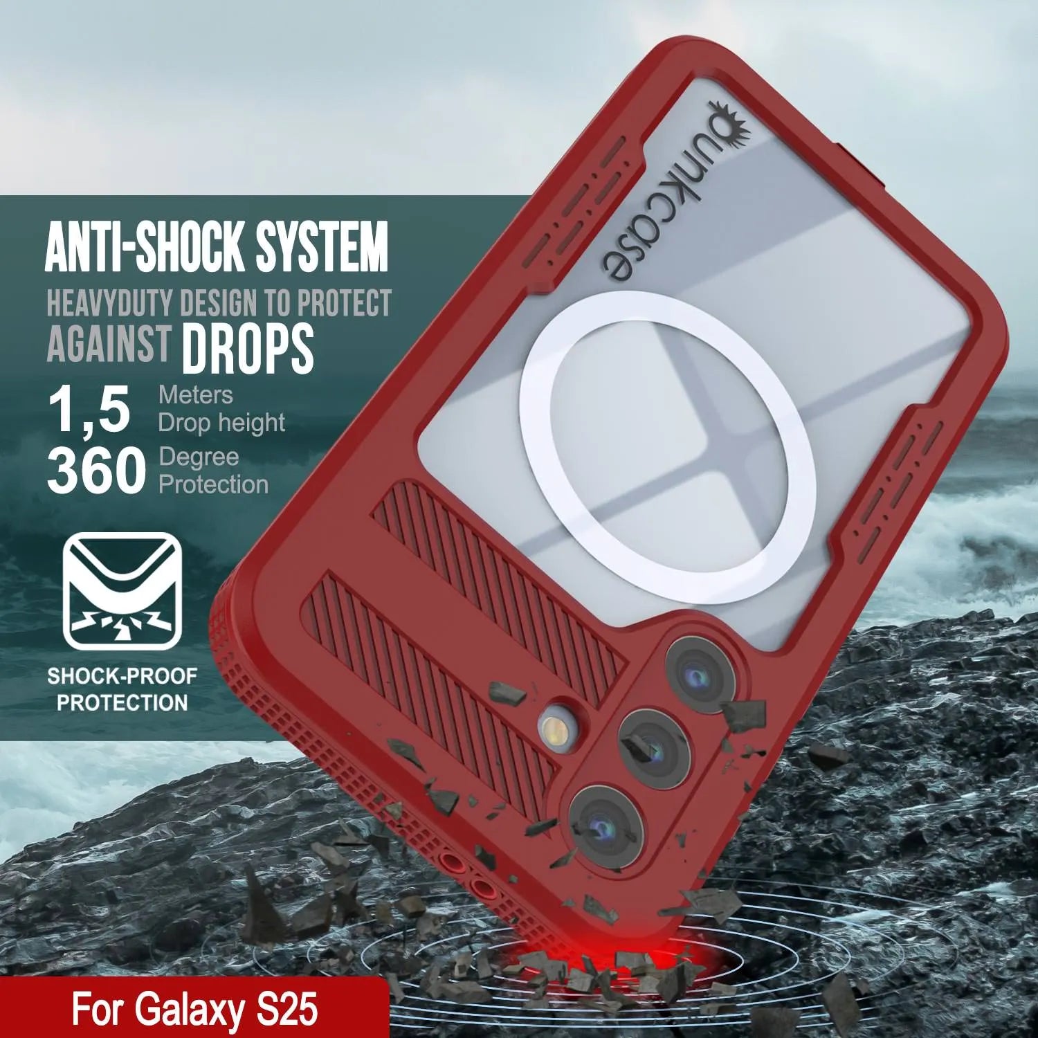 Galaxy S25 Waterproof Case [Alpine 2.0 Series] [Slim Fit] [IP68 Certified] [Shockproof] [Red]