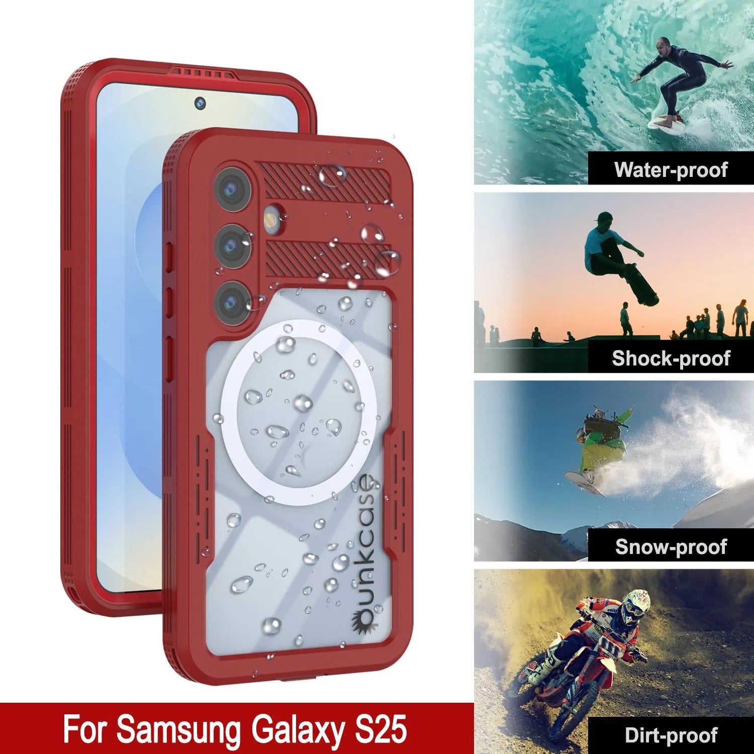 Galaxy S25 Waterproof Case [Alpine 2.0 Series] [Slim Fit] [IP68 Certified] [Shockproof] [Red]