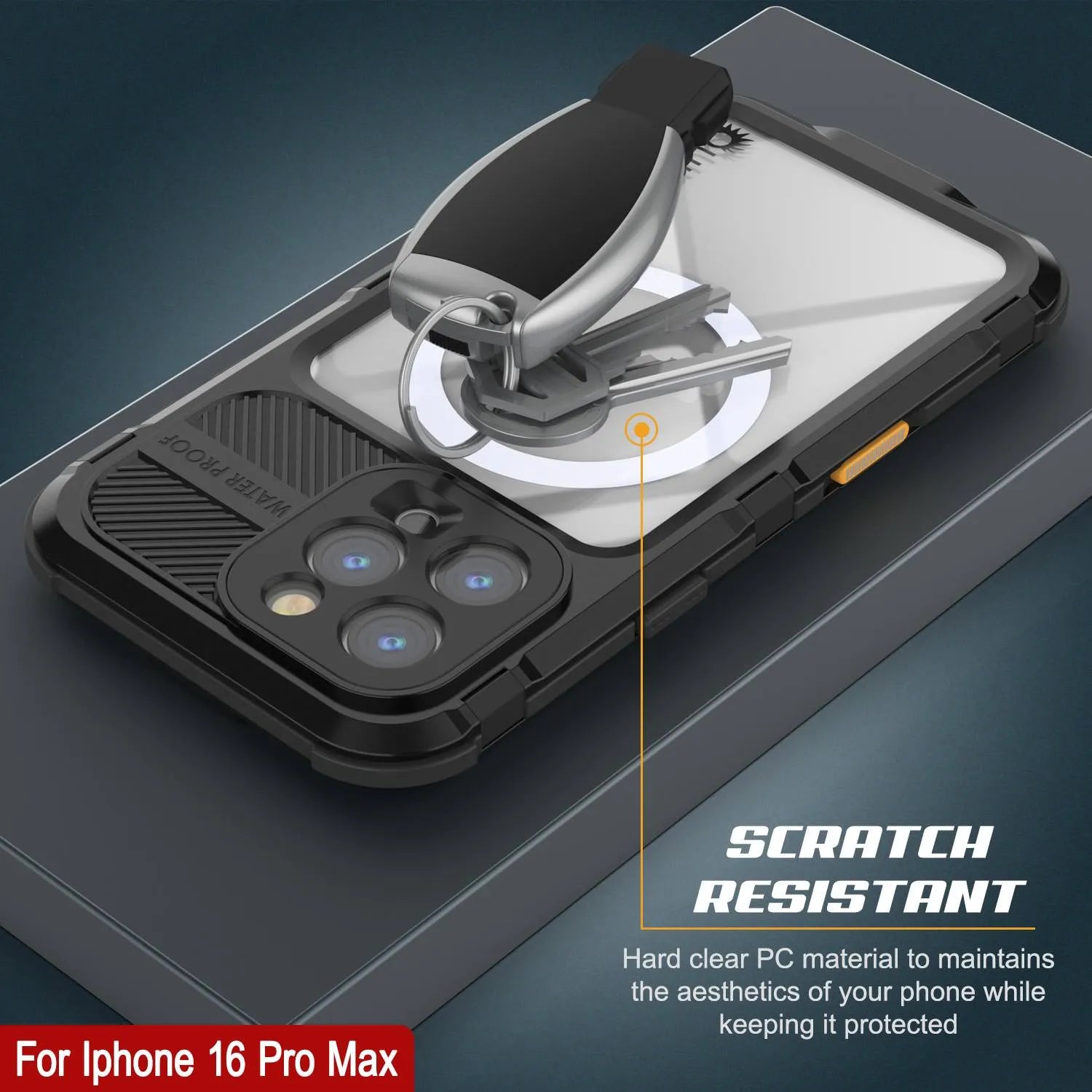 iPhone 16 Pro Max Metal Extreme 2.0 Series Aluminum Waterproof Case IP68 W/Buillt in Screen Protector [Black]