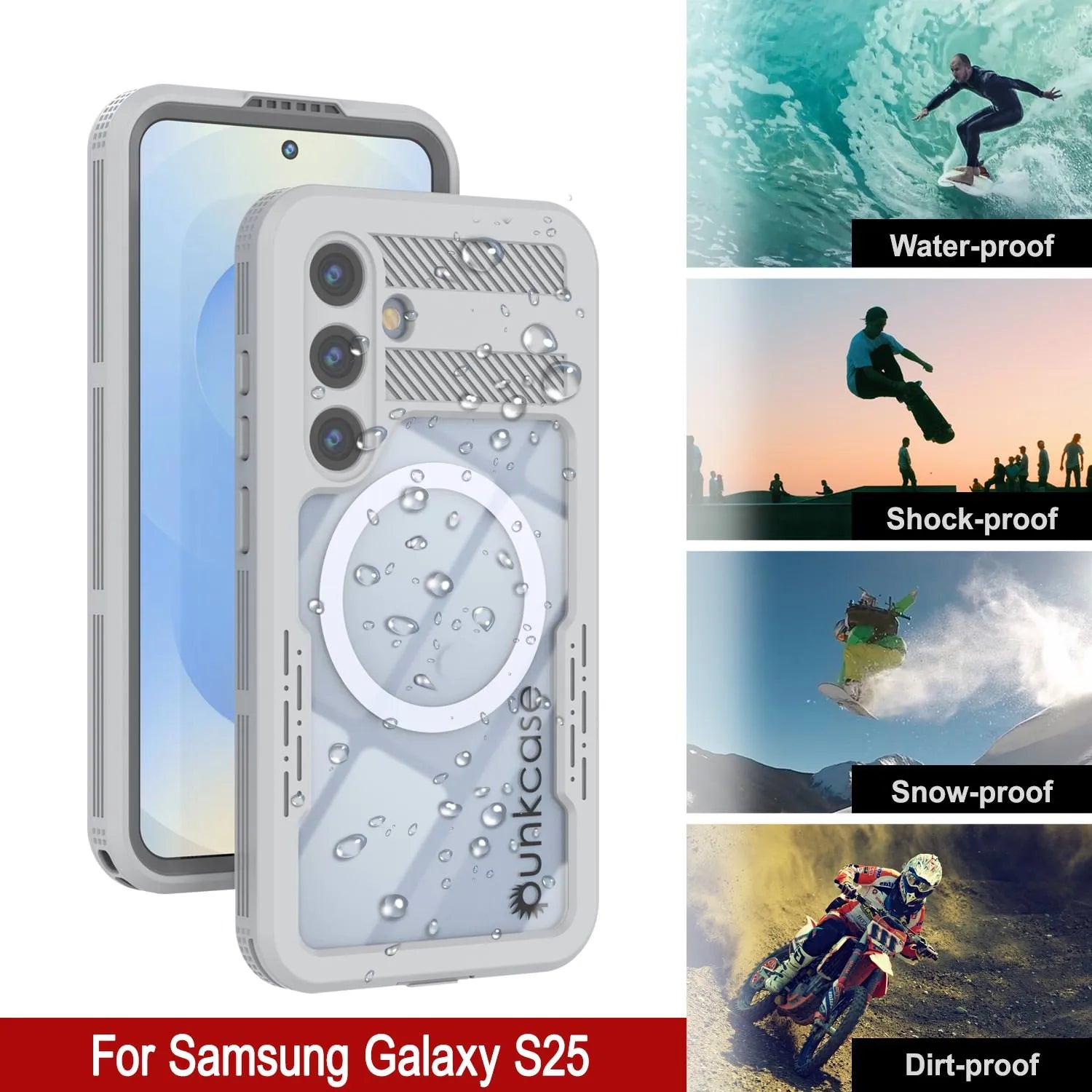 Galaxy S25 Waterproof Case [Alpine 2.0 Series] [Slim Fit] [IP68 Certified] [Shockproof] [White]