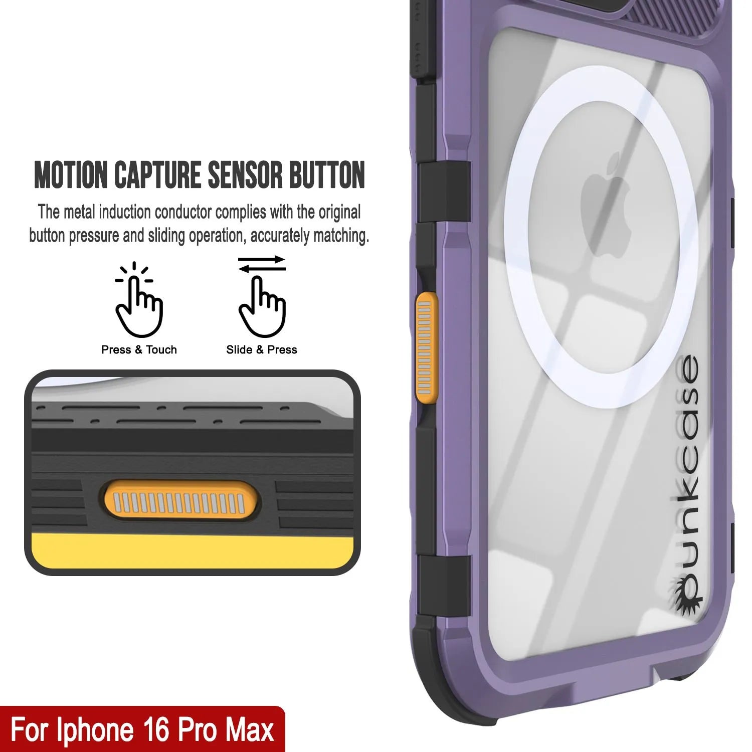 iPhone 16 Pro Max Metal Extreme 2.0 Series Aluminum Waterproof Case IP68 W/Buillt in Screen Protector [Purple]