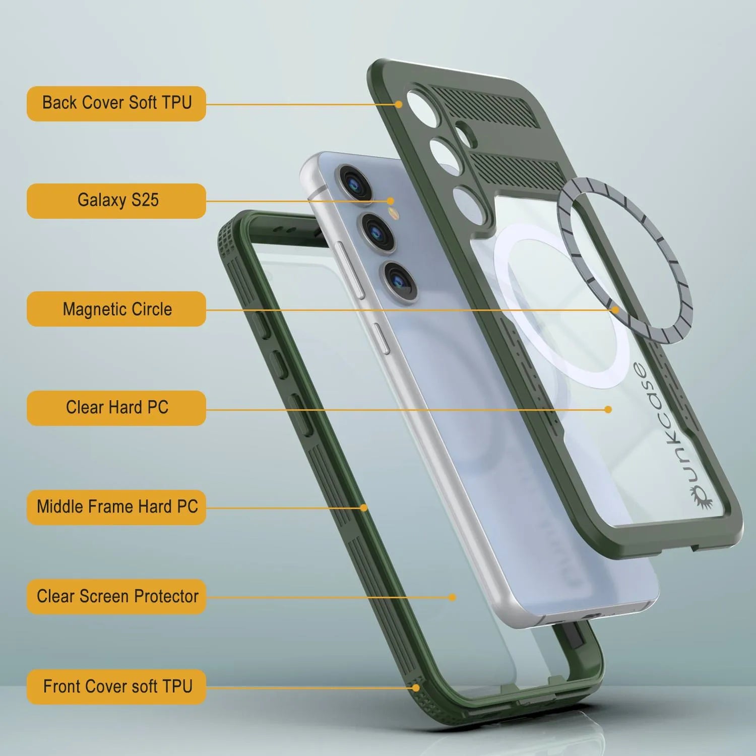 Galaxy S25 Waterproof Case [Alpine 2.0 Series] [Slim Fit] [IP68 Certified] [Shockproof] [Light Green]