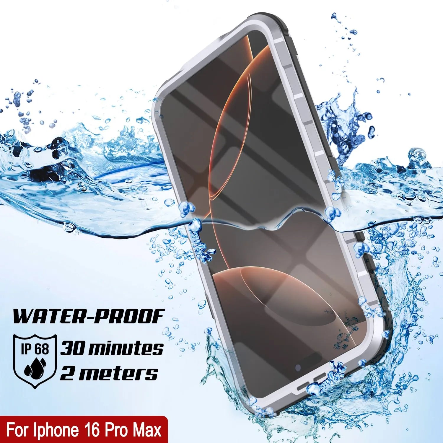 iPhone 16 Pro Max Metal Extreme 2.0 Series Aluminum Waterproof Case IP68 W/Buillt in Screen Protector [White]