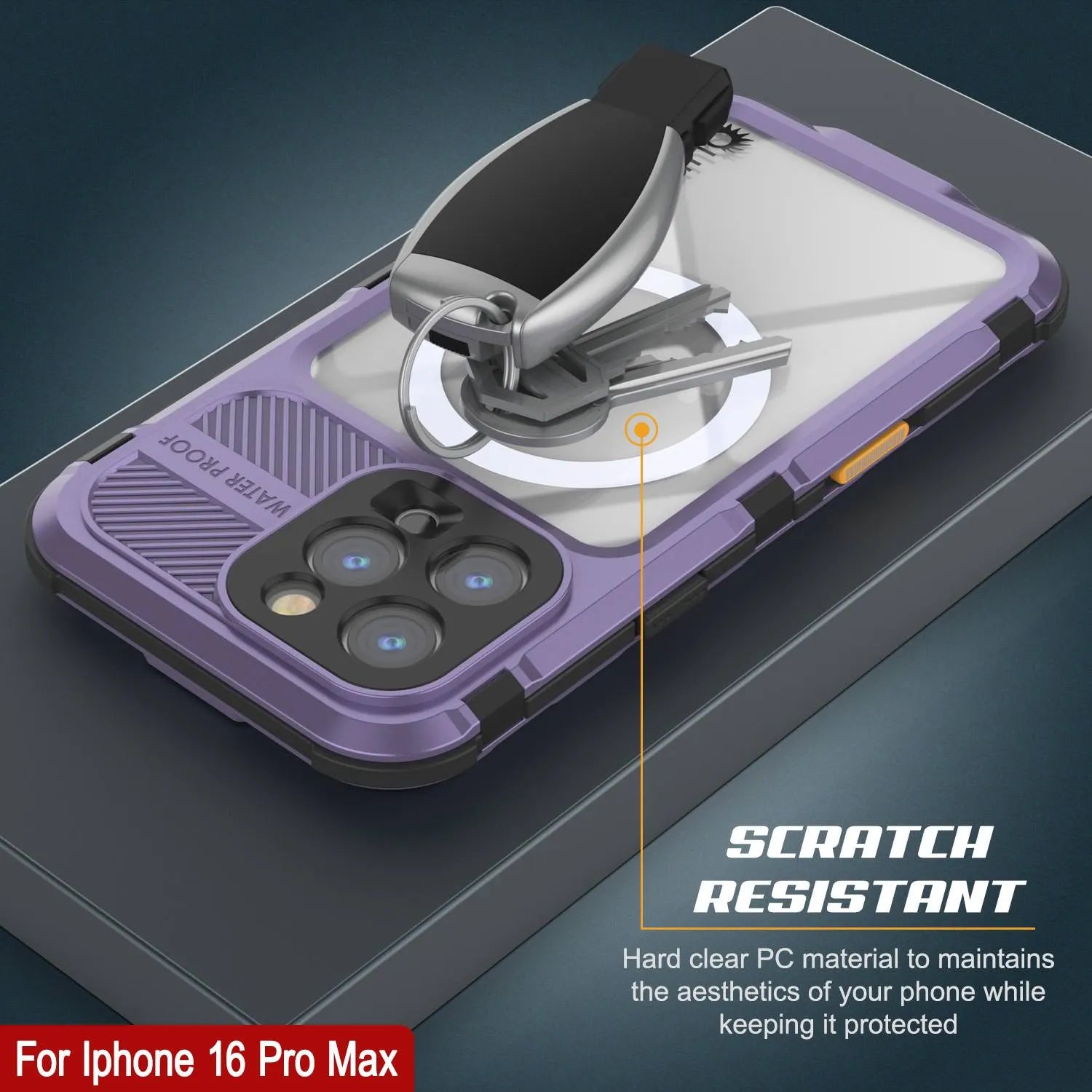 iPhone 16 Pro Max Metal Extreme 2.0 Series Aluminum Waterproof Case IP68 W/Buillt in Screen Protector [Purple]