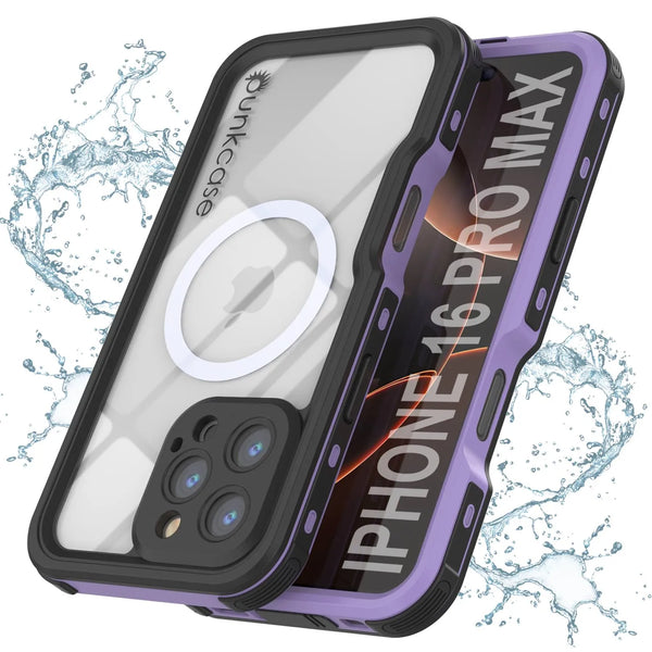 iPhone 16 Pro Max Waterproof IP68 Case, Punkcase [Lilac] [StudStar Series] [Slim Fit] [Dirtproof]