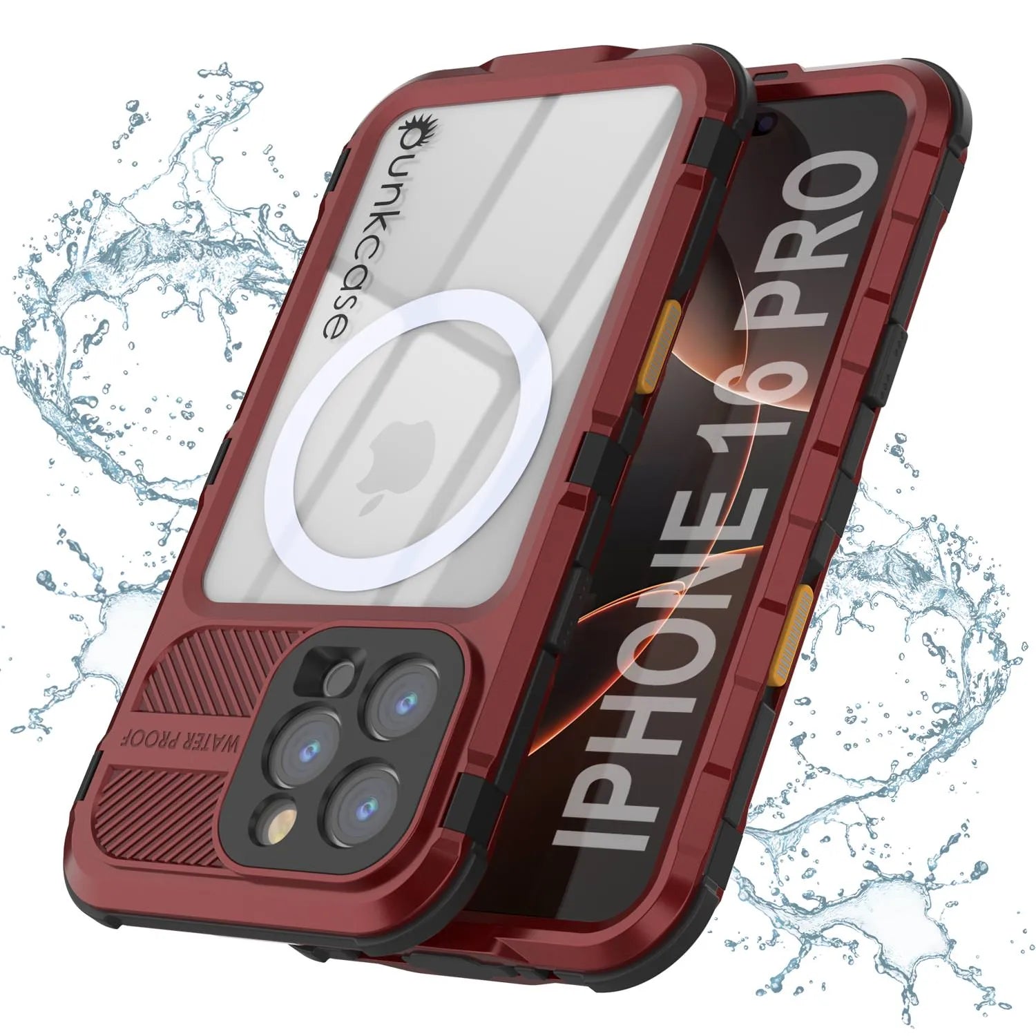 iPhone 16 Pro Metal Extreme 2.0 Series Aluminum Waterproof Case IP68 W/Buillt in Screen Protector [Red-Black]