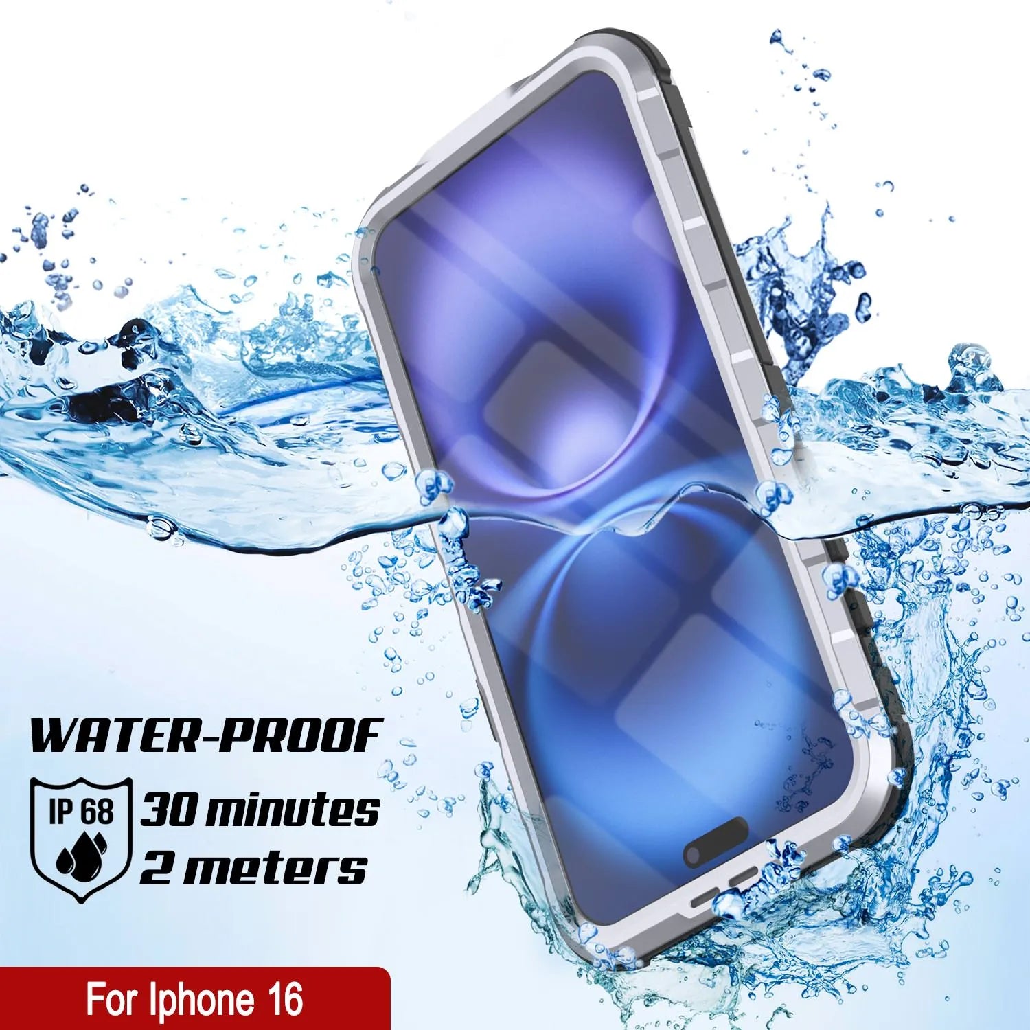 iPhone 16 Metal Extreme 2.0 Series Aluminum Waterproof Case IP68 W/Buillt in Screen Protector [White]