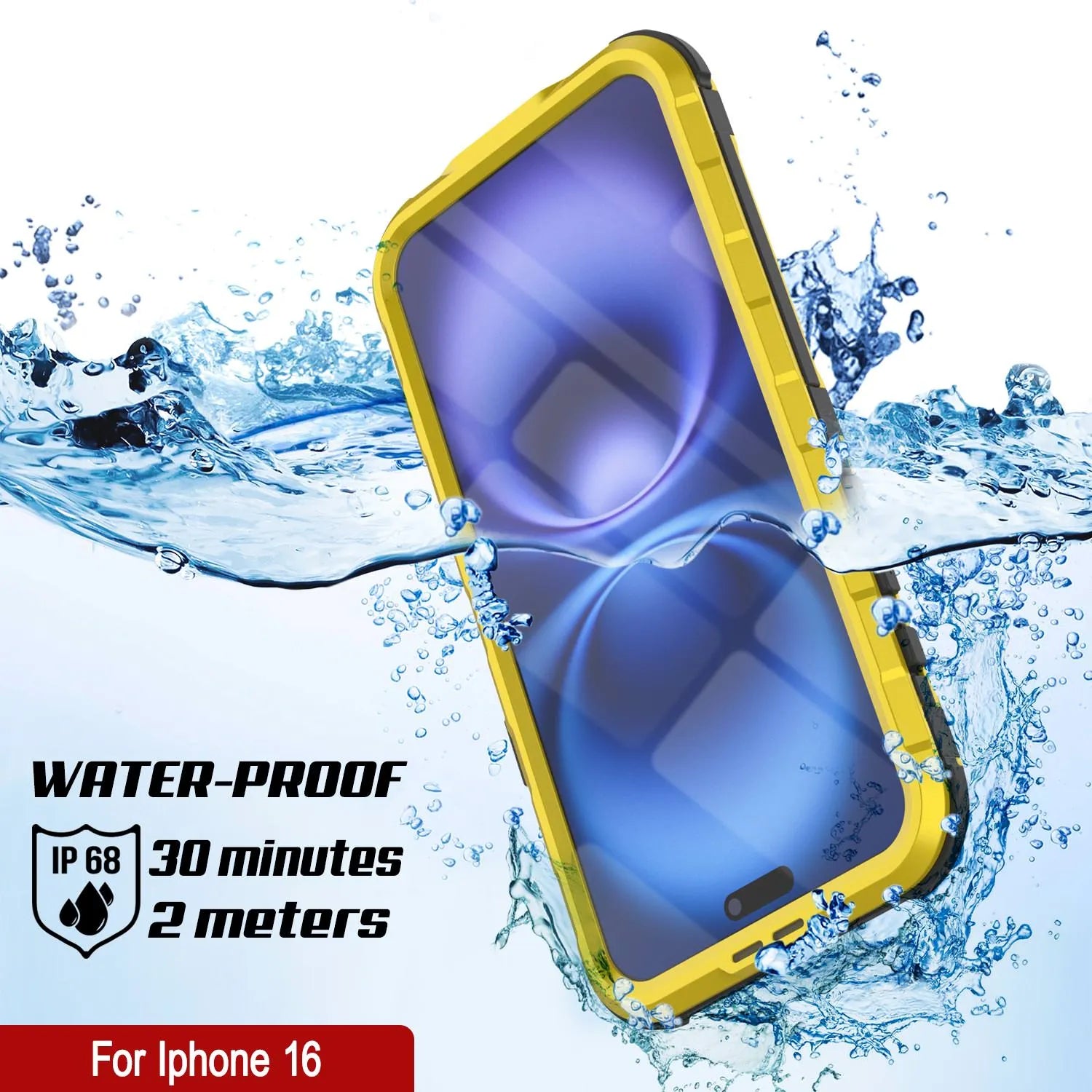 iPhone 16 Metal Extreme 2.0 Series Aluminum Waterproof Case IP68 W/Buillt in Screen Protector [Yellow]