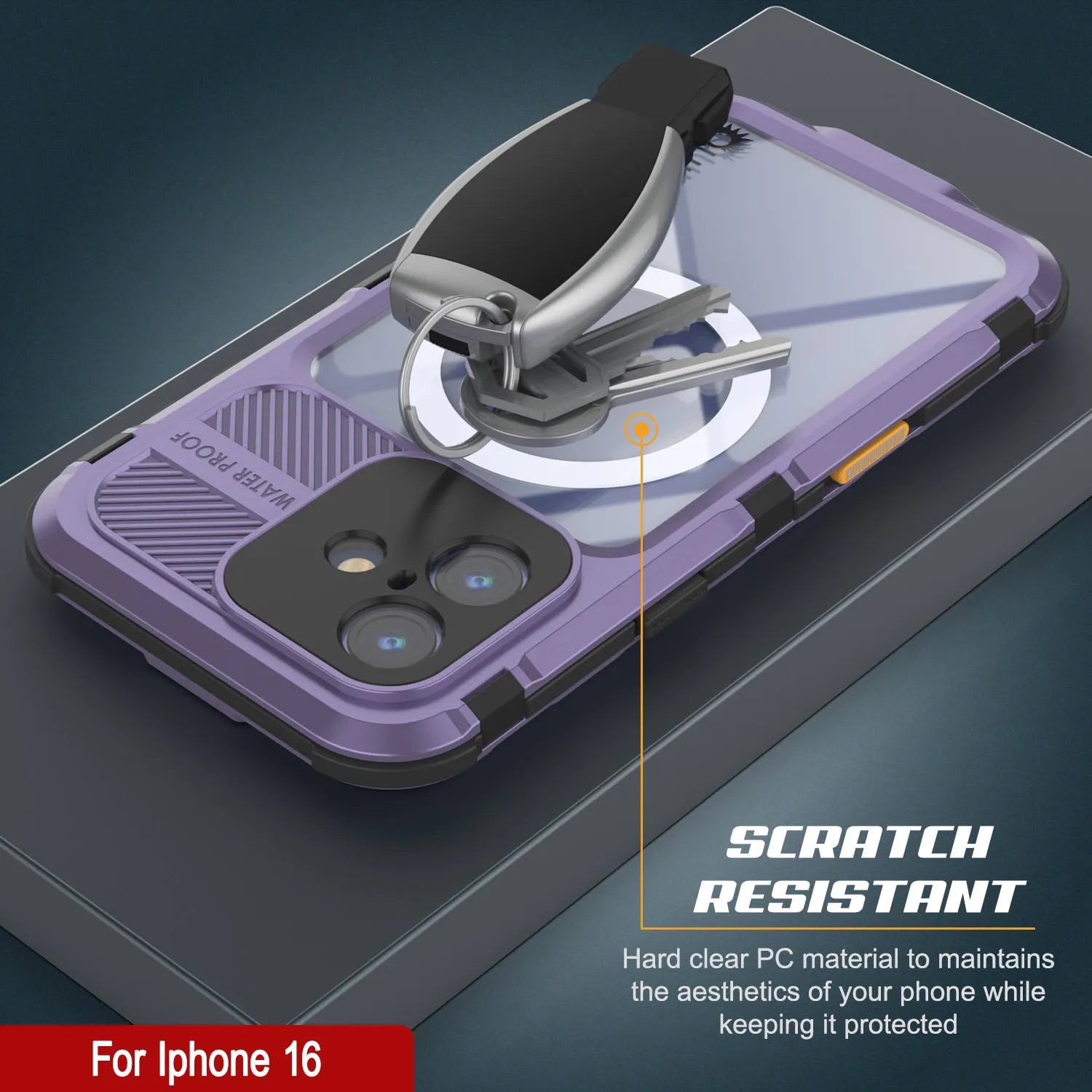 iPhone 16 Metal Extreme 2.0 Series Aluminum Waterproof Case IP68 W/Buillt in Screen Protector [Purple]