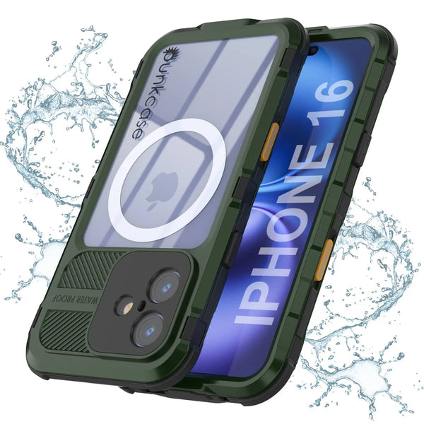 iPhone 16 Metal Extreme 2.0 Series Aluminum Waterproof Case IP68 W/Buillt in Screen Protector [Dark-Green]