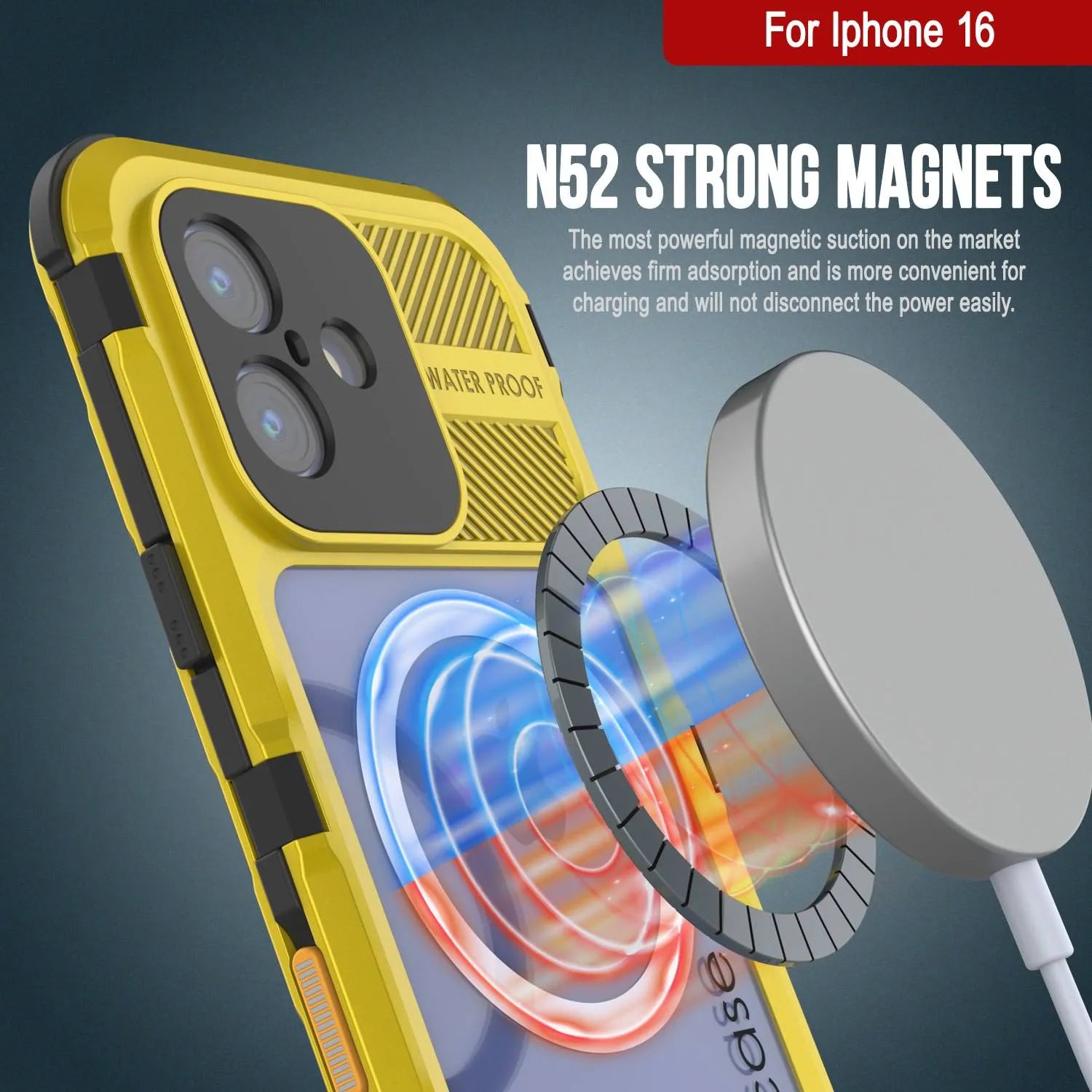 iPhone 16 Metal Extreme 2.0 Series Aluminum Waterproof Case IP68 W/Buillt in Screen Protector [Yellow]