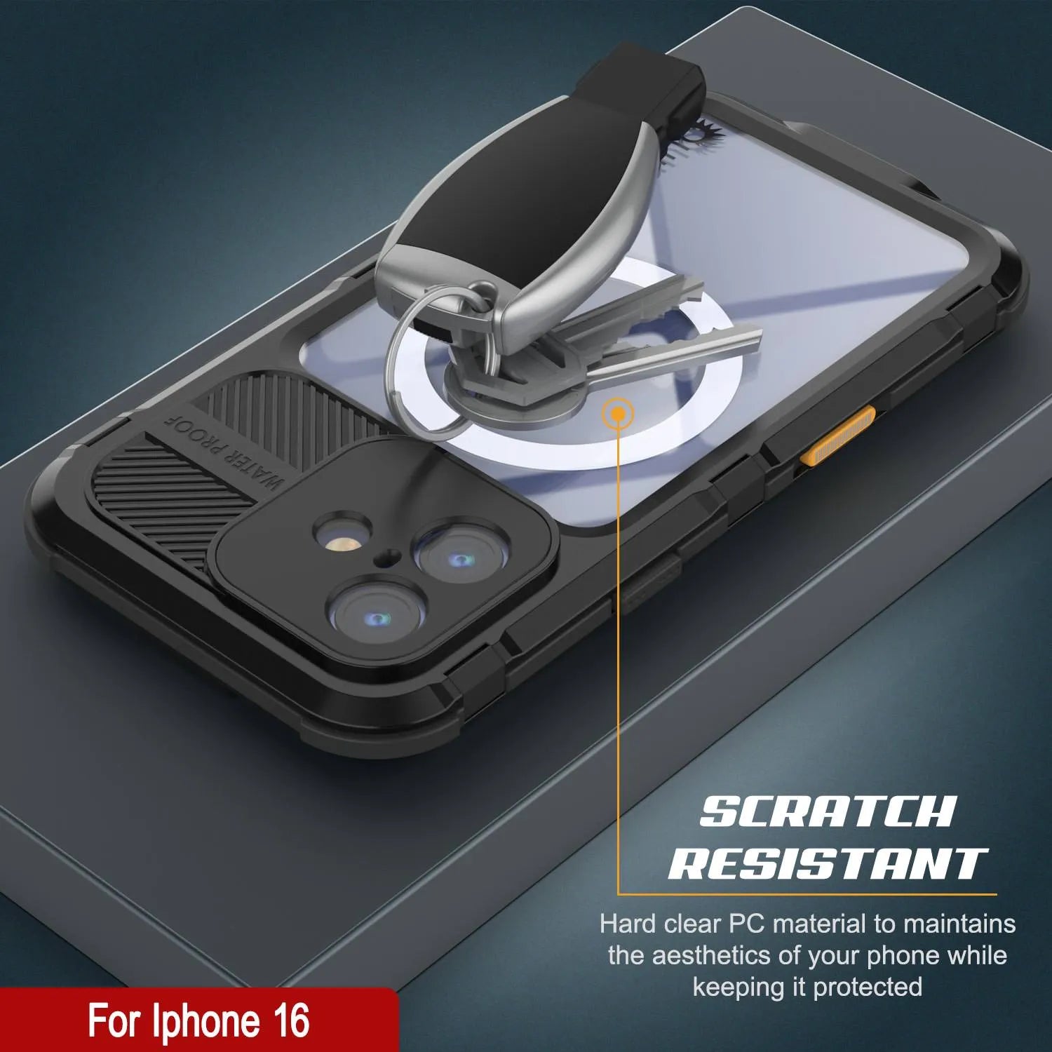 iPhone 16 Metal Extreme 2.0 Series Aluminum Waterproof Case IP68 W/Buillt in Screen Protector [Black]