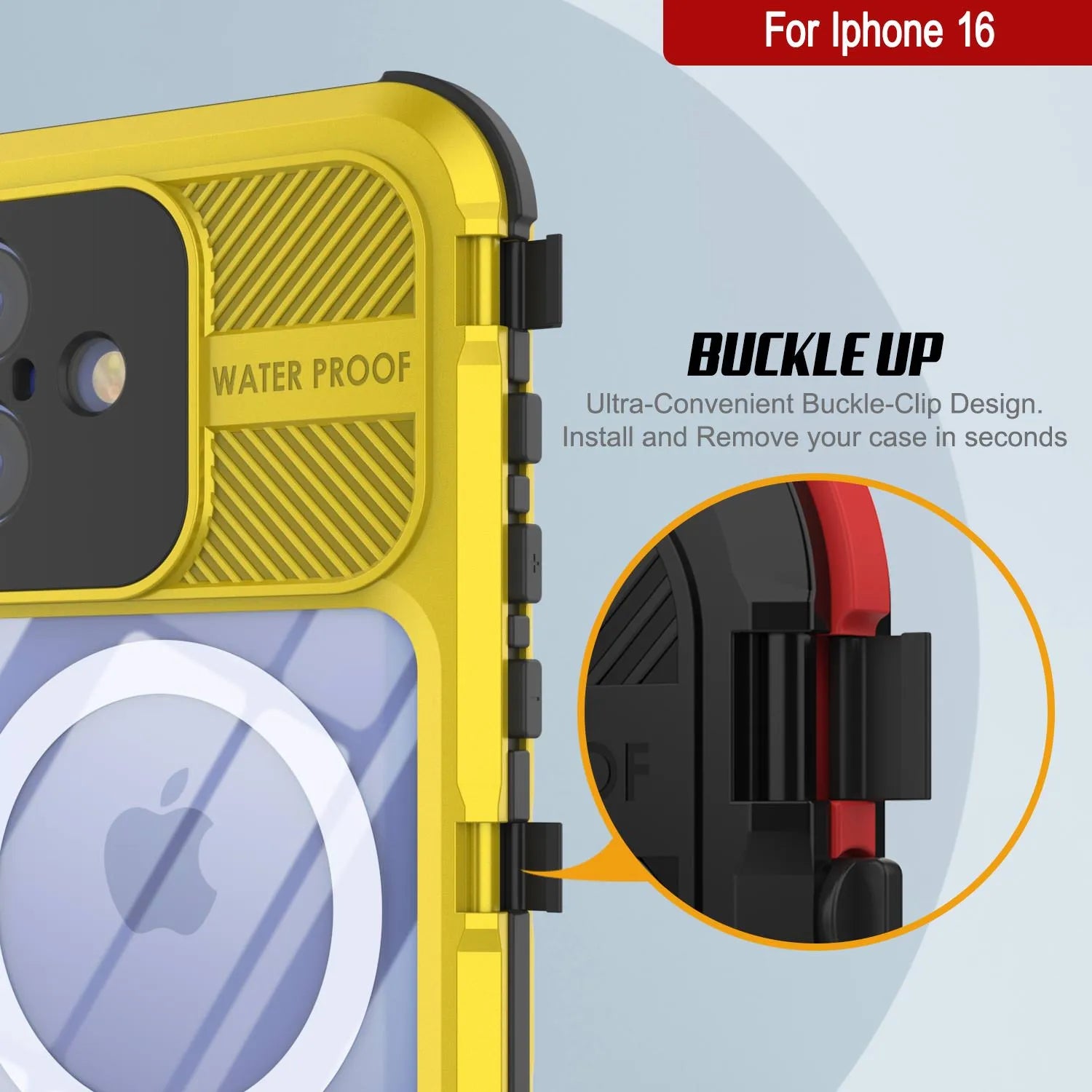 iPhone 16 Metal Extreme 2.0 Series Aluminum Waterproof Case IP68 W/Buillt in Screen Protector [Yellow]