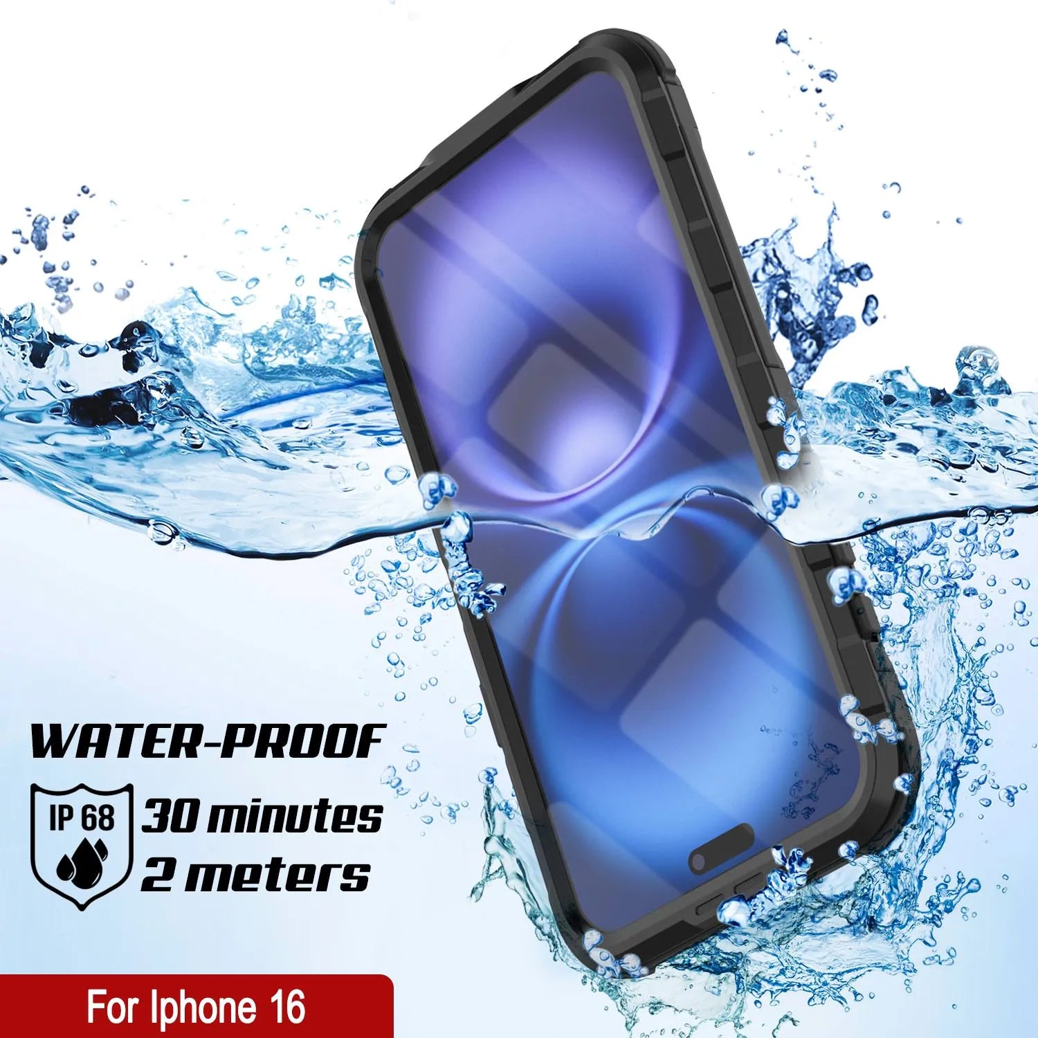 iPhone 16 Metal Extreme 2.0 Series Aluminum Waterproof Case IP68 W/Buillt in Screen Protector [Black]